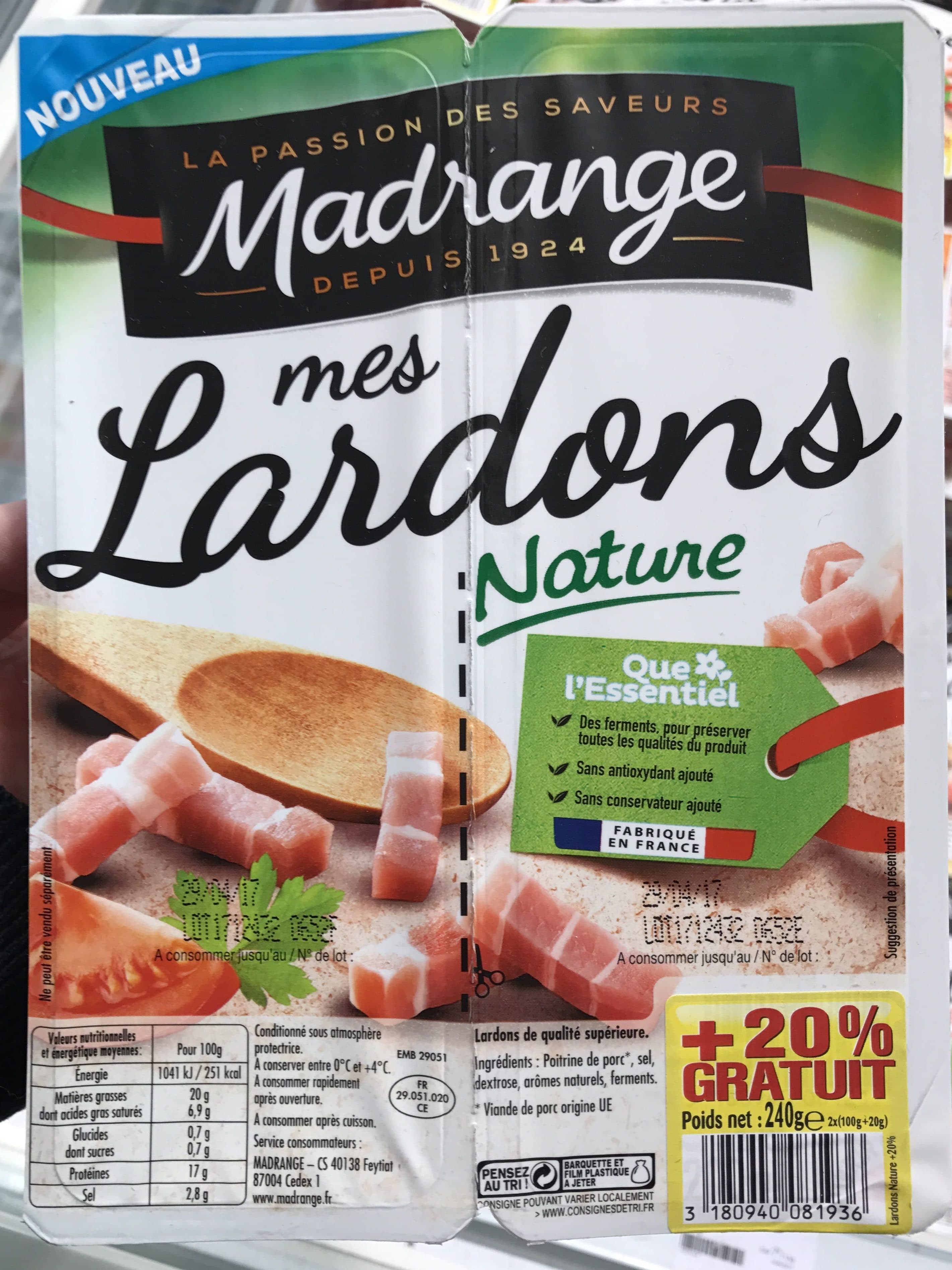 Madrange Mes Lardons Nature (+20% gratuit) packshot