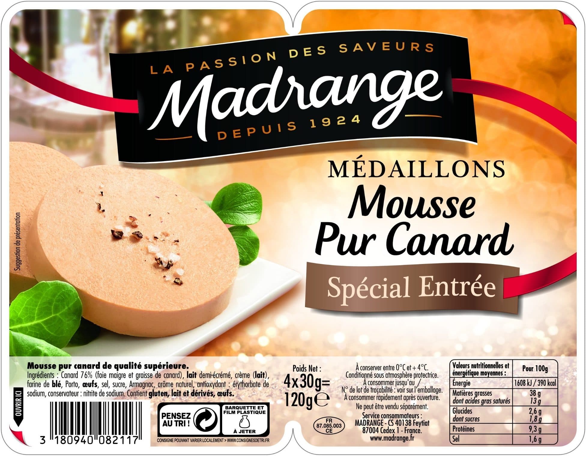 Madrange Médaillons Mousse Pur Canard spécial entrée packshot