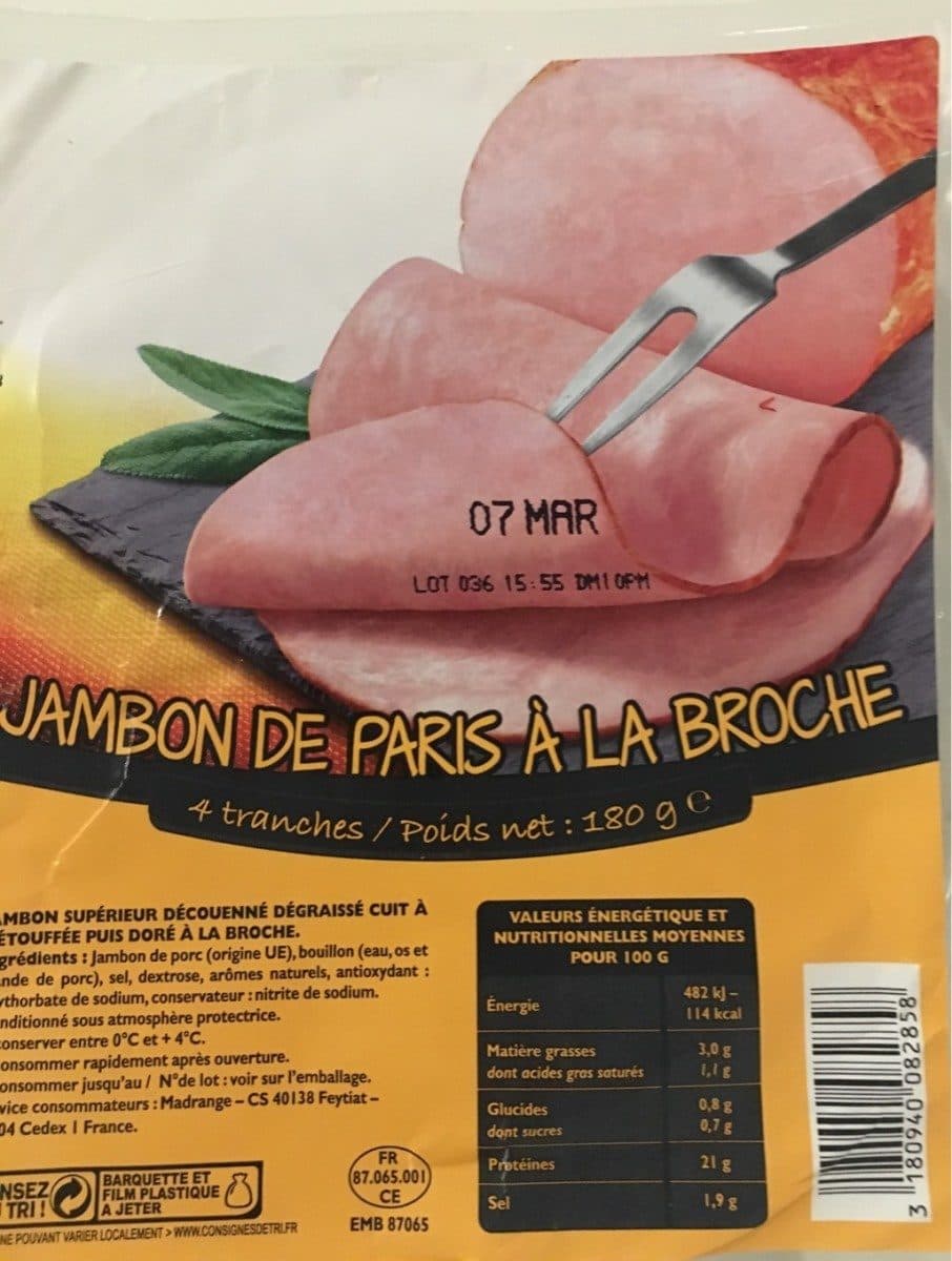 Open Food Facts Jambon de Paris à la Broche packshot