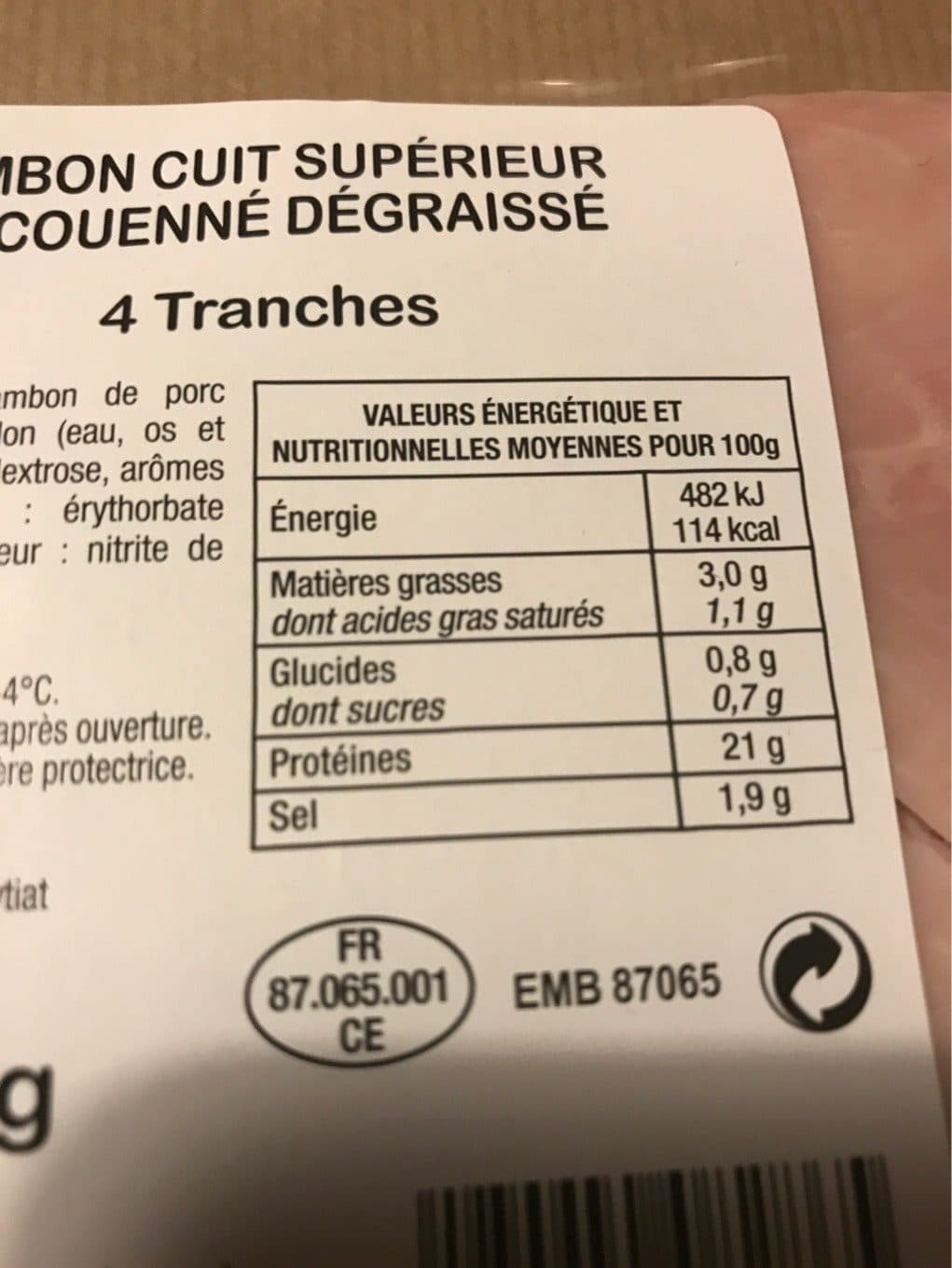 Madrange Jambon cuit supérieur découenné dégraissé 4tr packshot