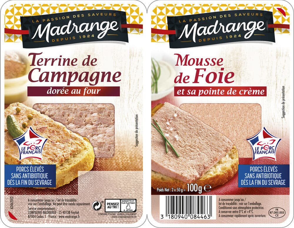 Madrange Terrine de campagne dorée au four & mousse de foie et crème packshot