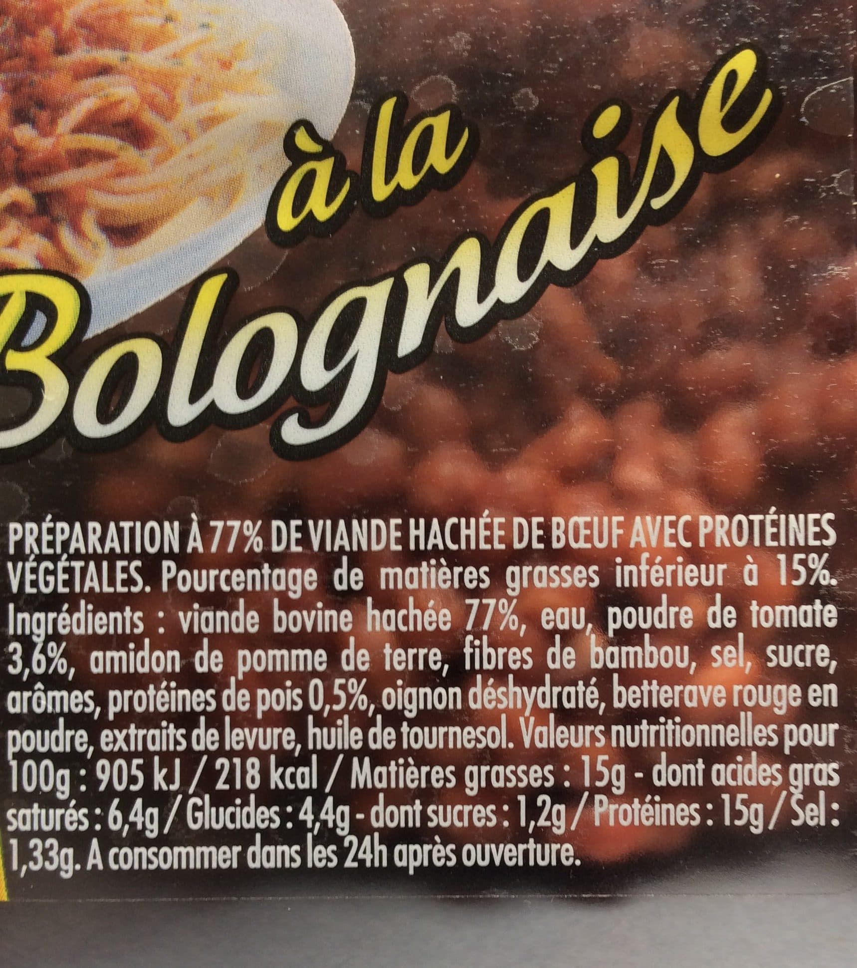 Charal Hache bolognaise packshot