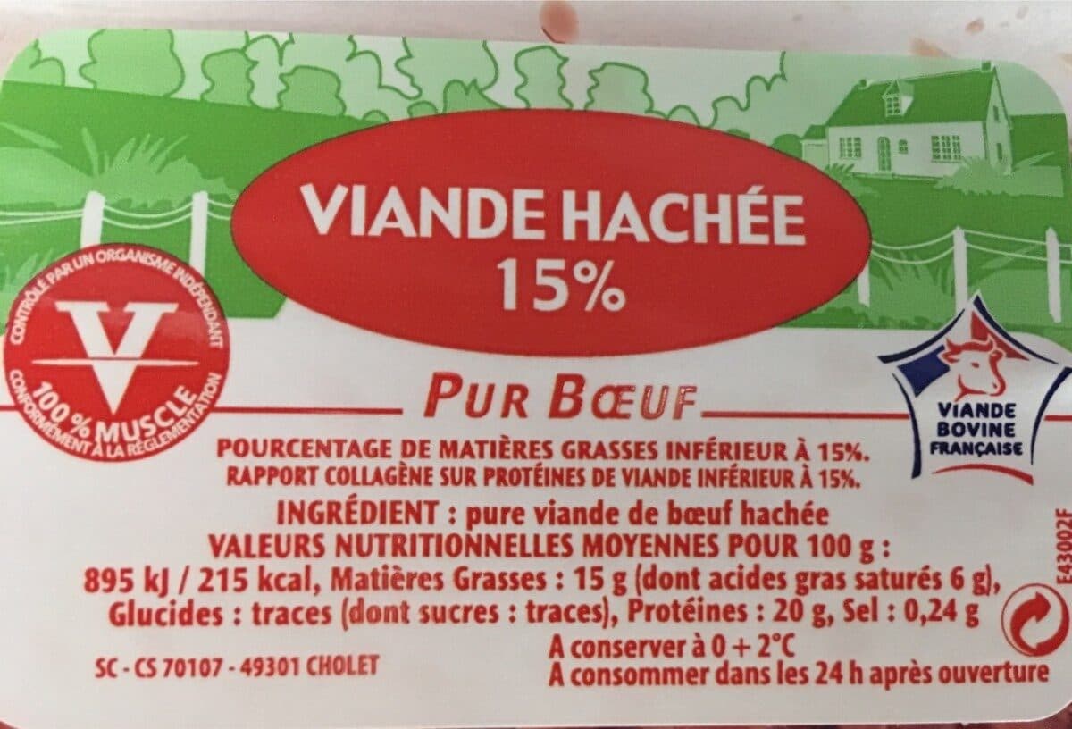 Open Food Facts Viande hachee 15% MG packshot
