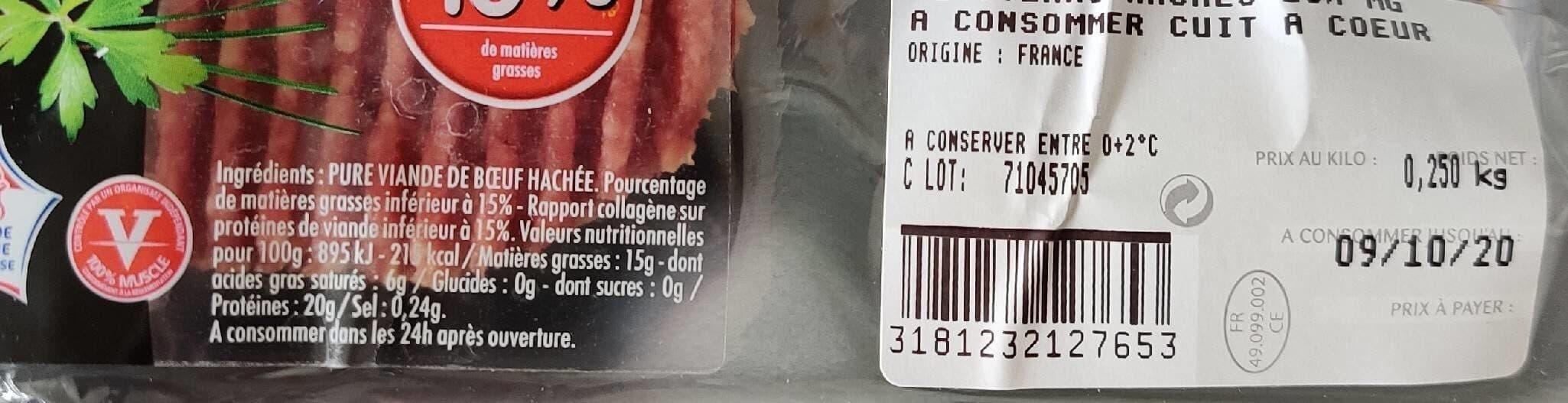 Charal Steak Hache 15%% 2X125G Ls, packshot