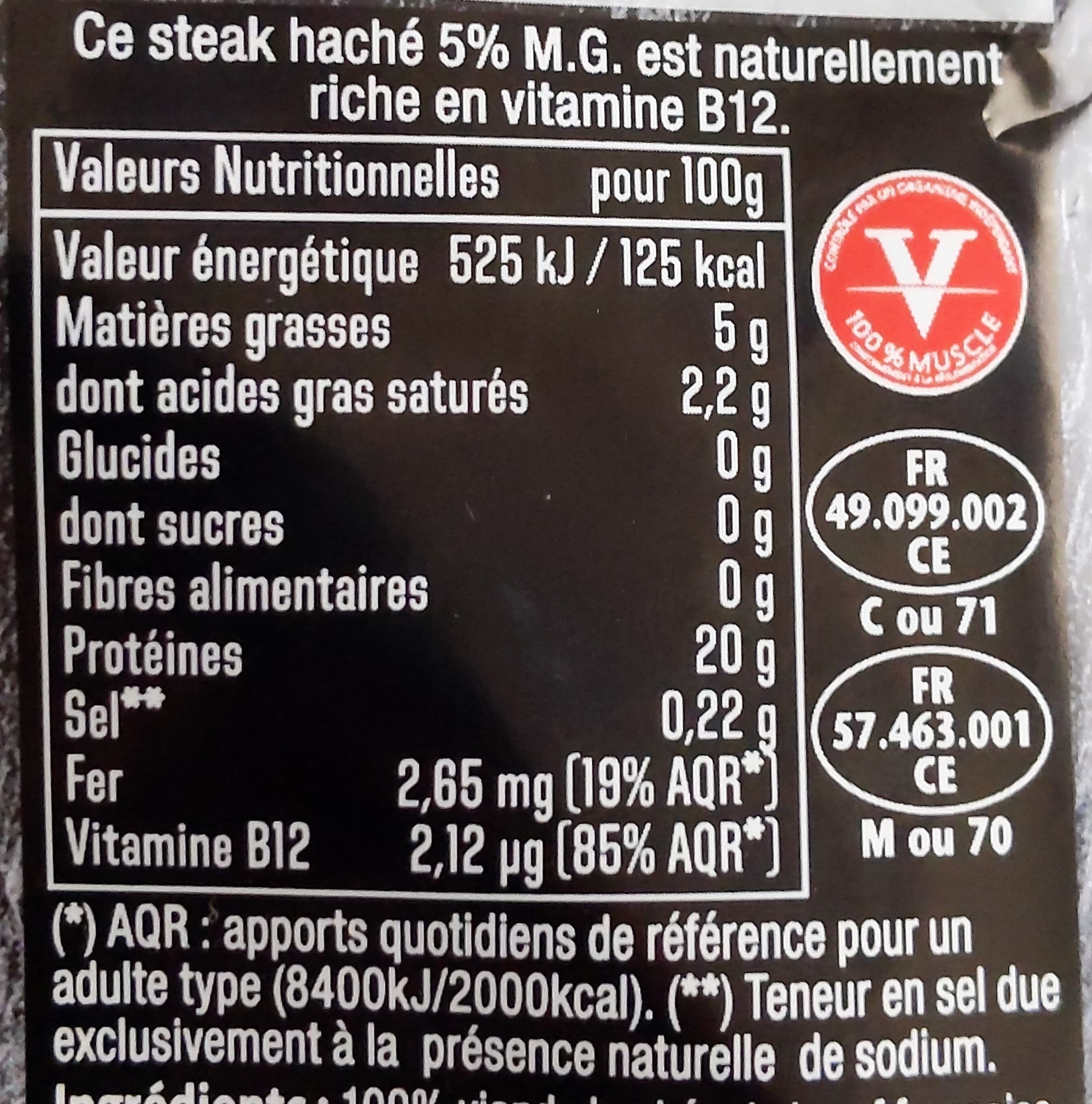 Charal 1 steak haché pur boeuf 5% M.G packshot