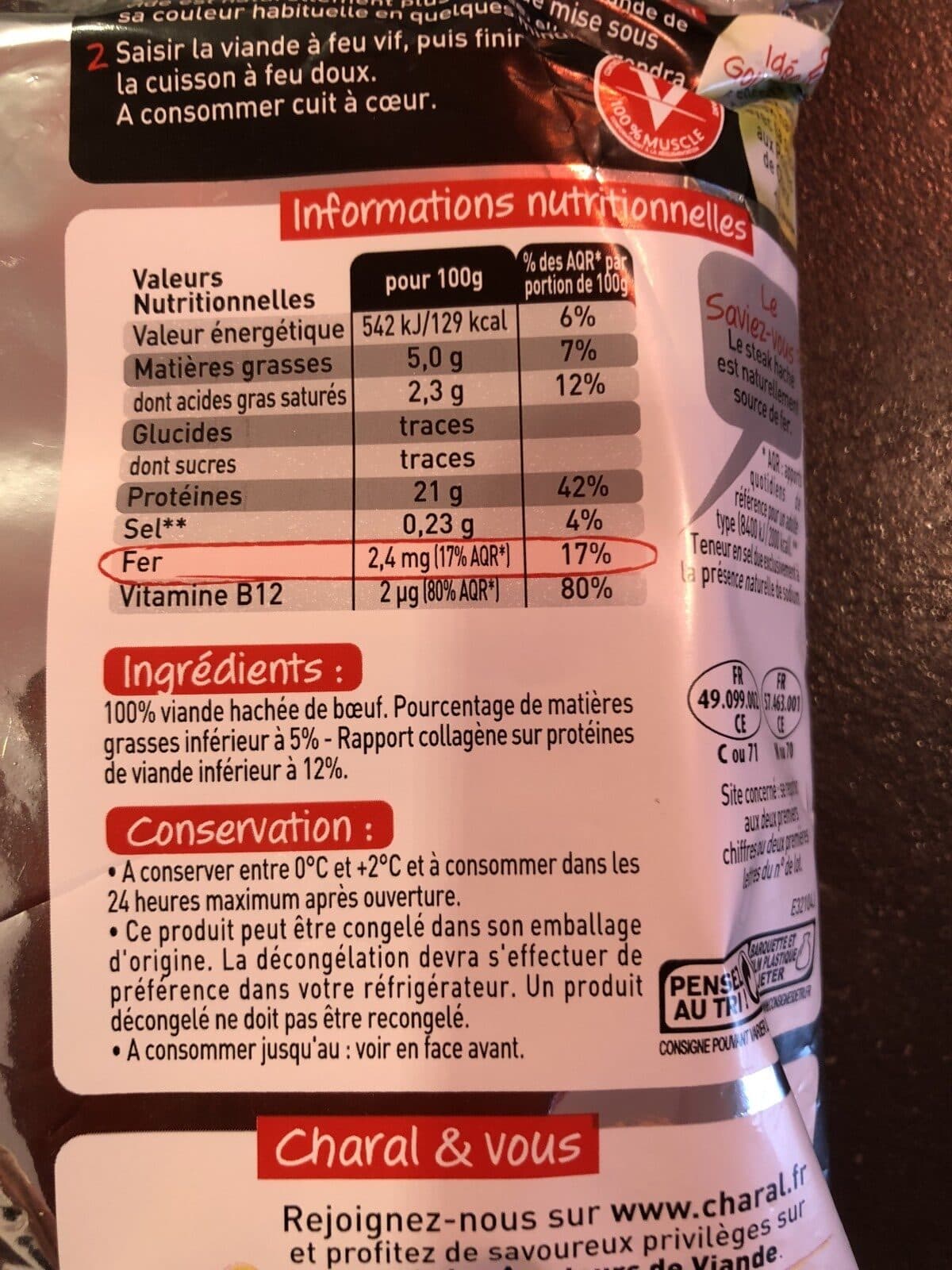 CHARAL Steaks hachés 5% pur Boeuf packshot