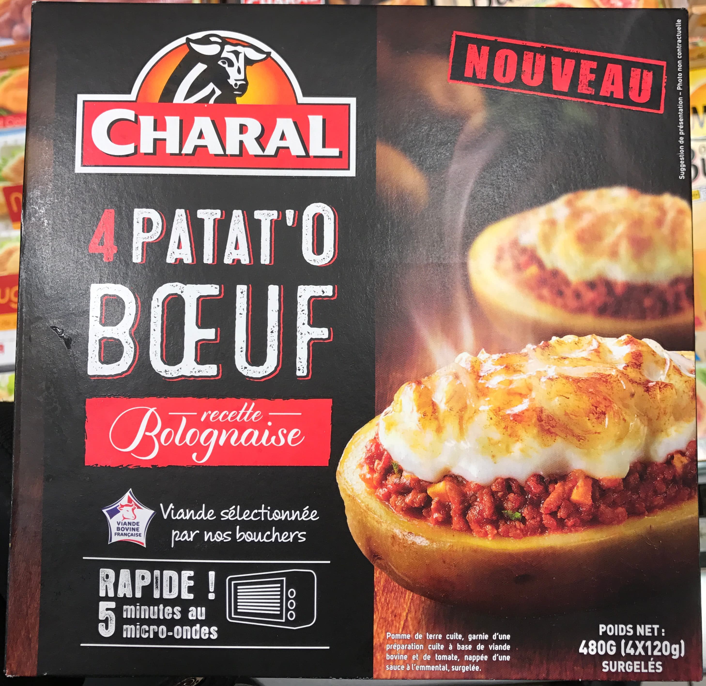Charal 4 Patat'O Boeuf recette Bolognaise packshot