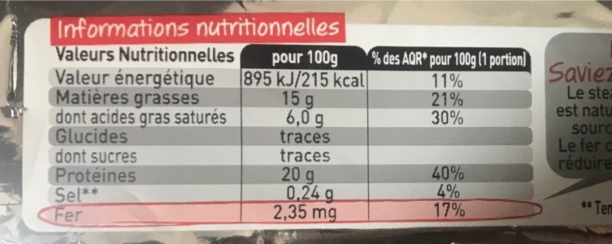 Open Food Facts CSteaks hachés 15% MG pur bœuf les 6 steaks de 100 g Format packshot