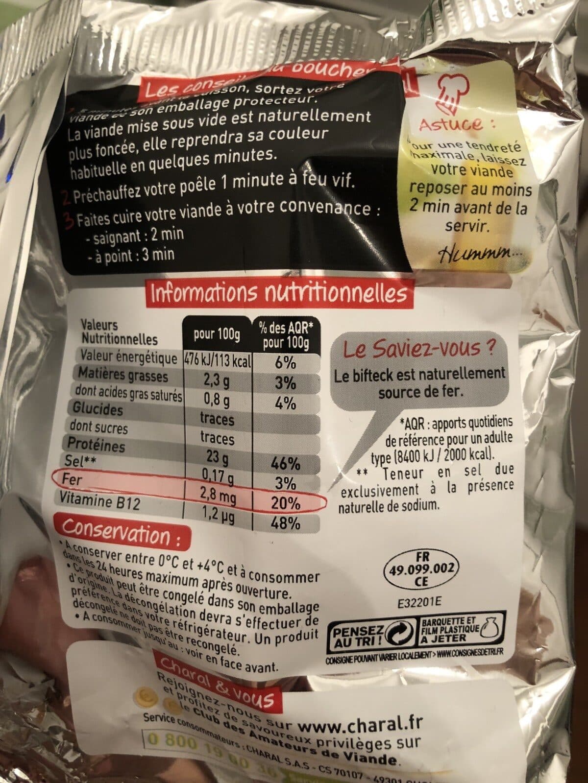 Charal Bifteck packshot