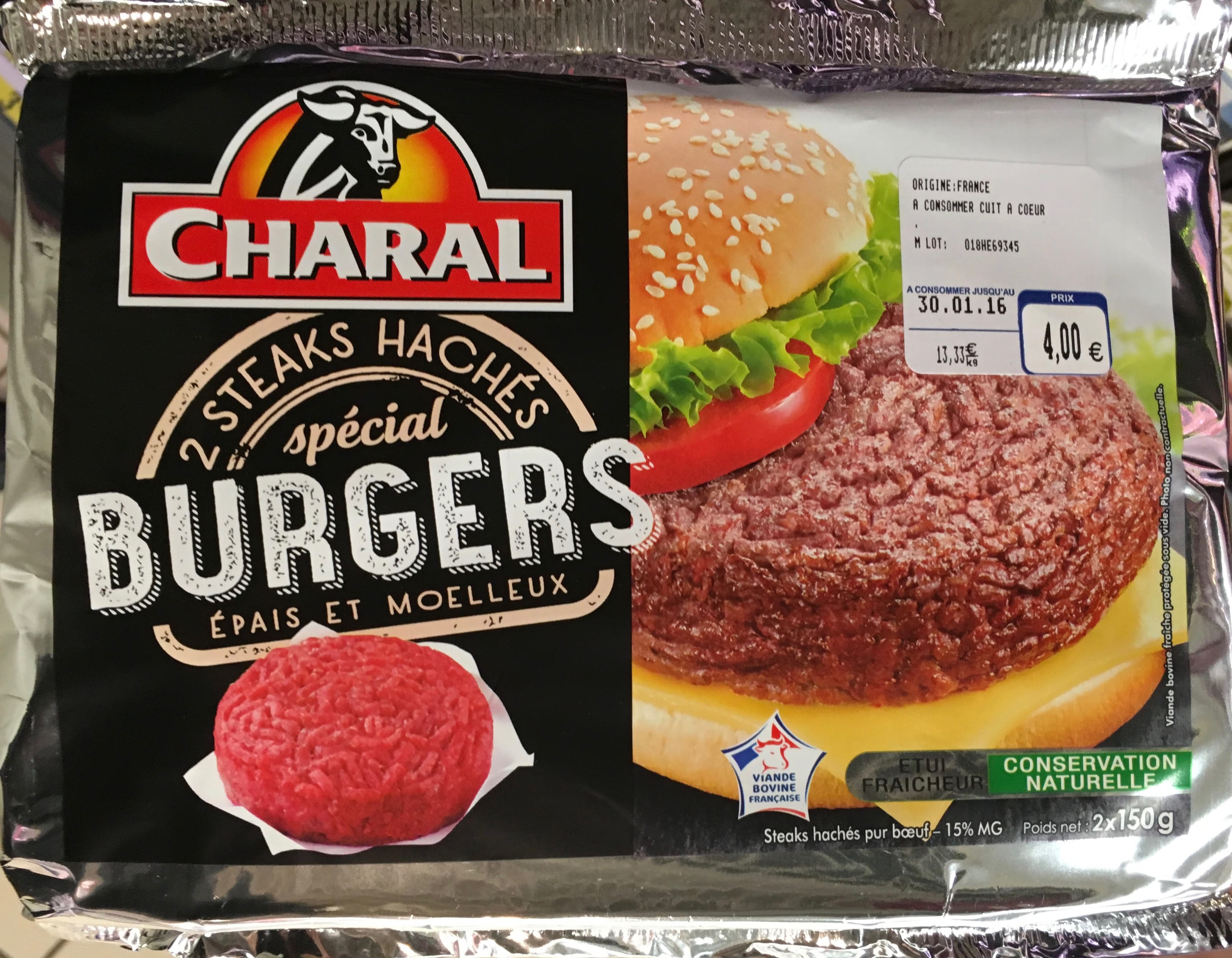 Charal 2 steaks hachés spécial Burgers packshot