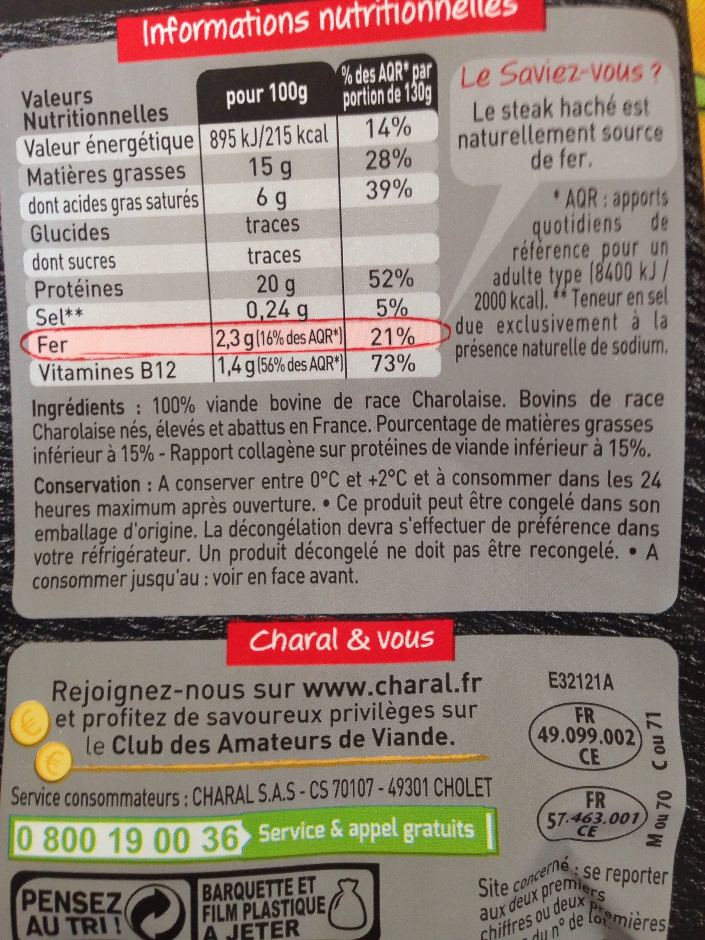 Charal L'Atelier Steaks Hachés Charolais 12%MG packshot