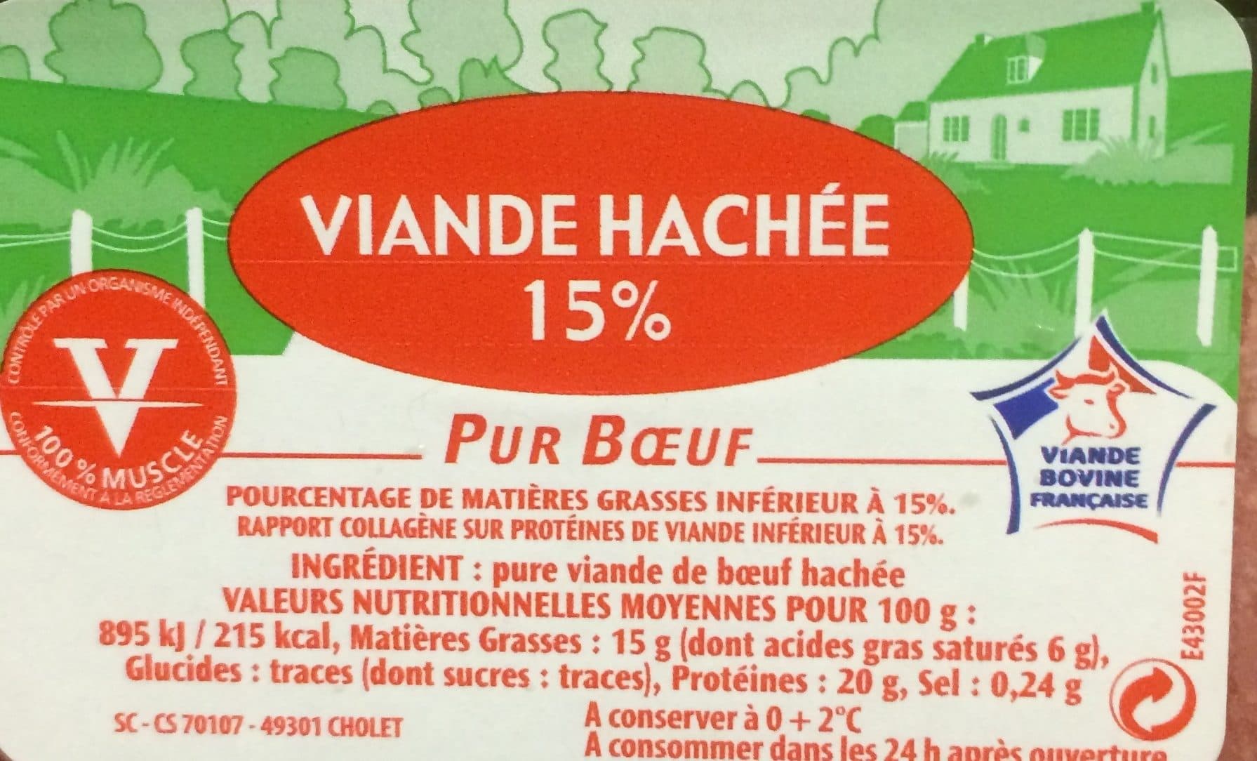 Sans marque Viande hachée 15% Pur Boeuf packshot
