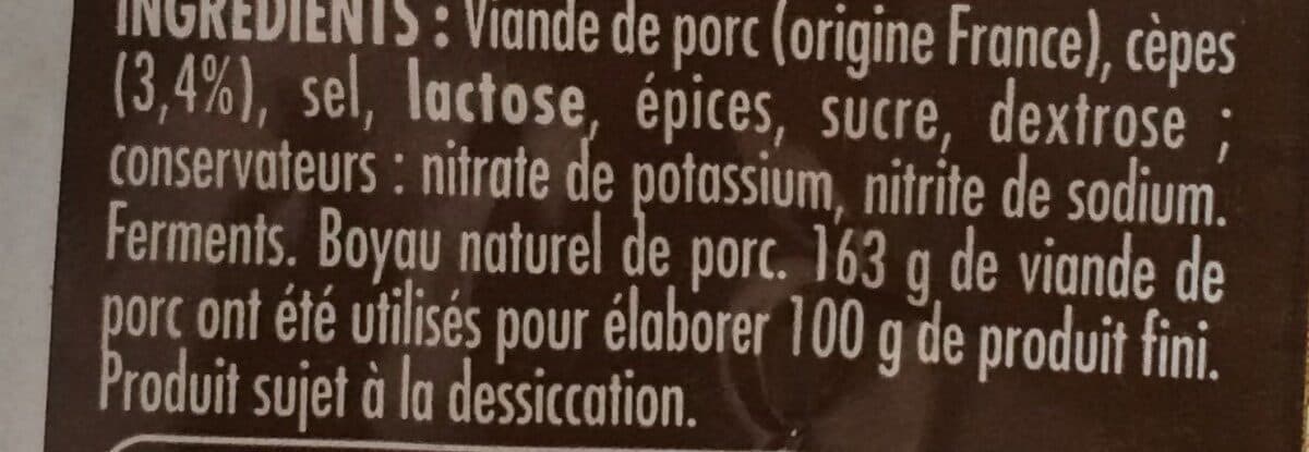 Open Food Facts Votre charcutierSaucisson nu aux cèpes packshot