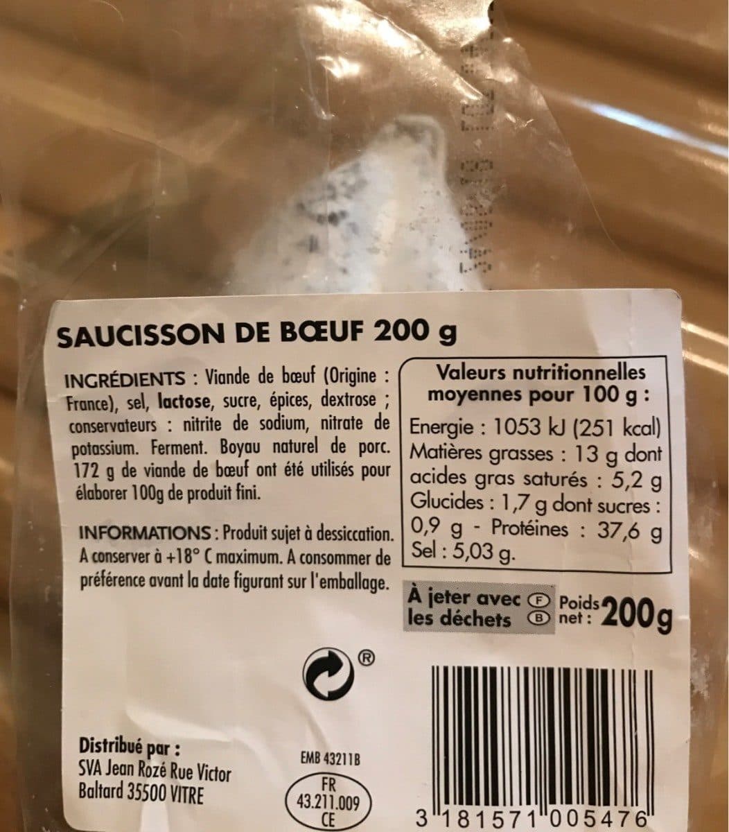 Open Food Facts Saucisson de boeuf packshot