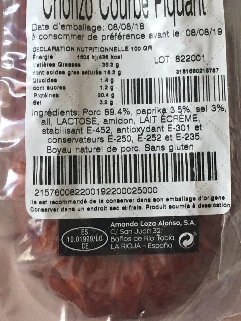 Dural Chorizo Courbe Piquant packshot