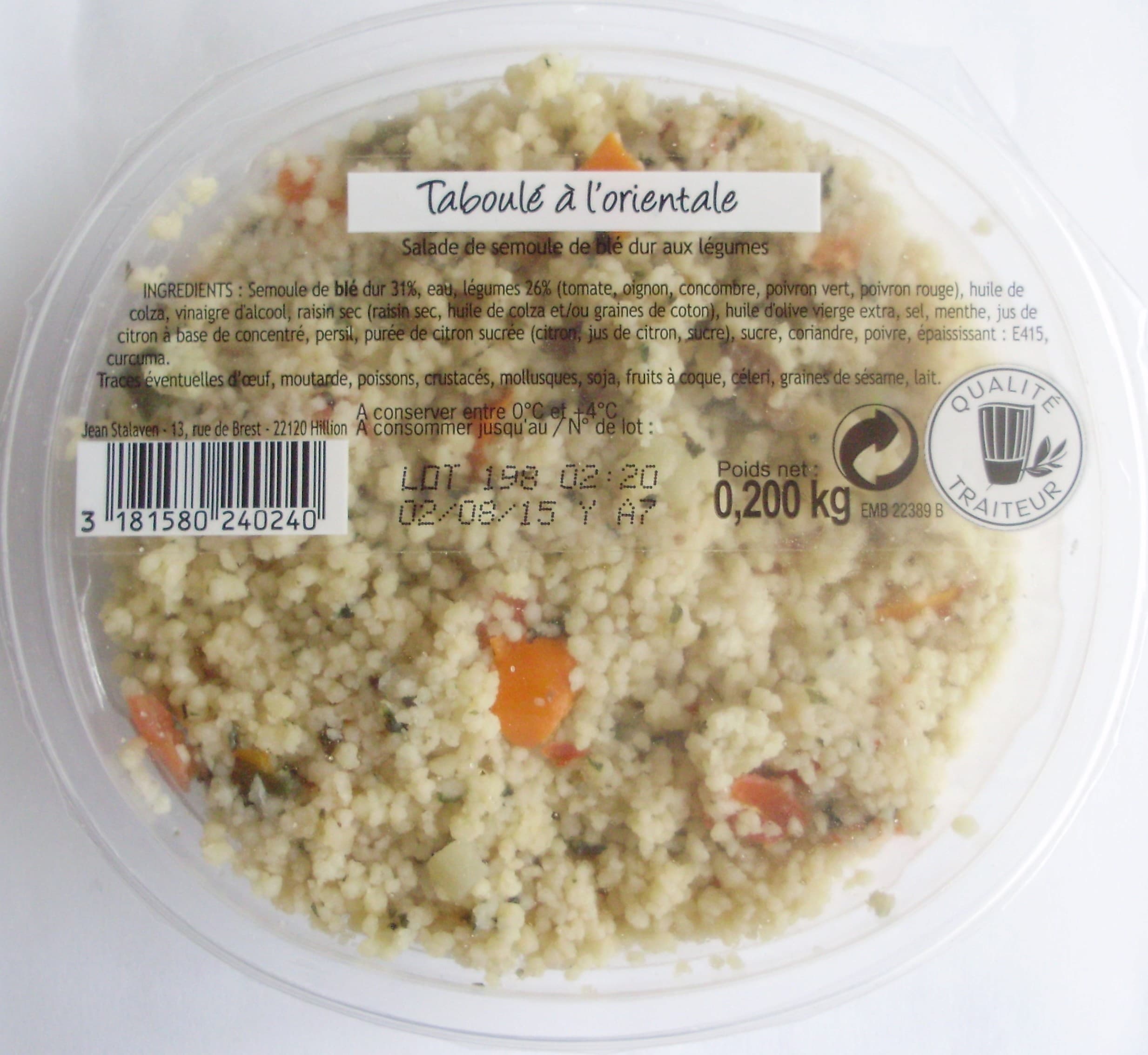 Qualité Traiteur Taboulé à l'orientale packshot