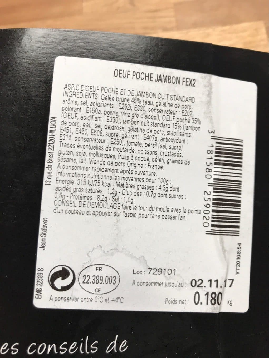 Groupe carrefour Oeuf poche au jambon packshot