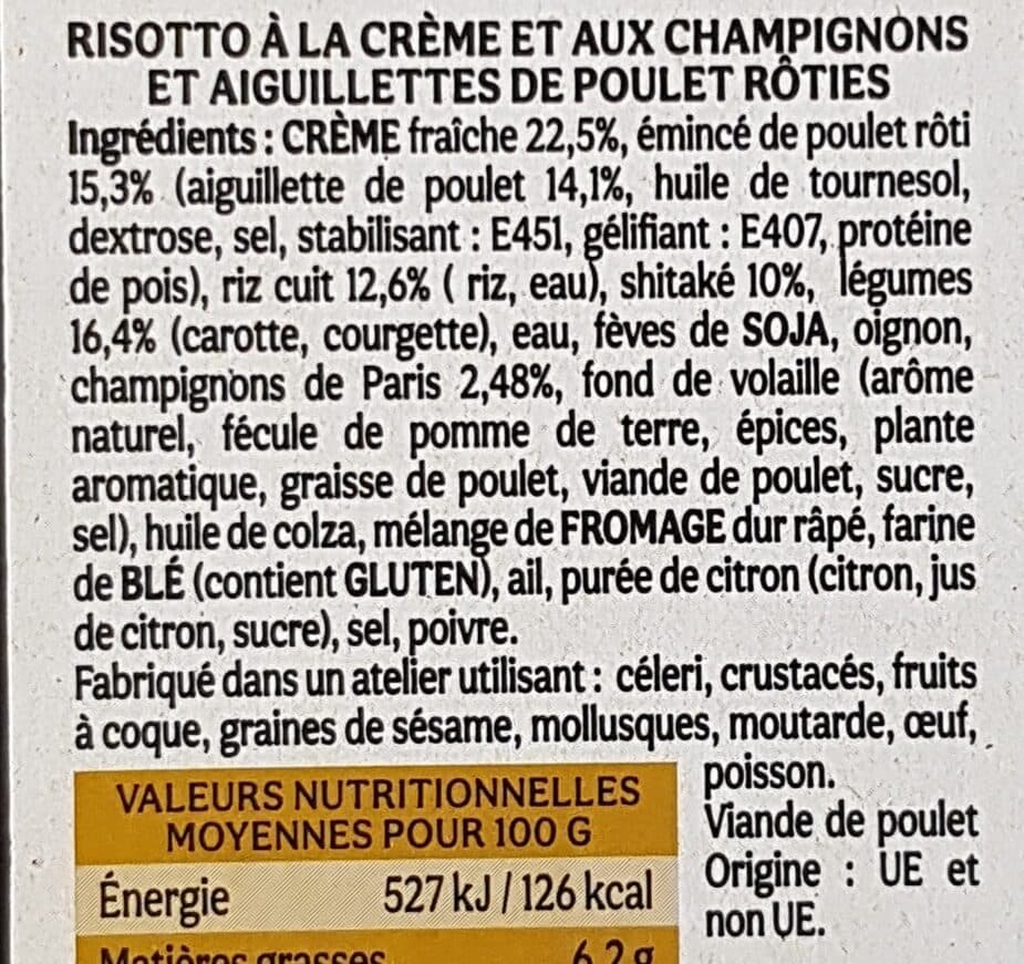 Régal du chef Émincés de poulet et risotto aux champignons packshot