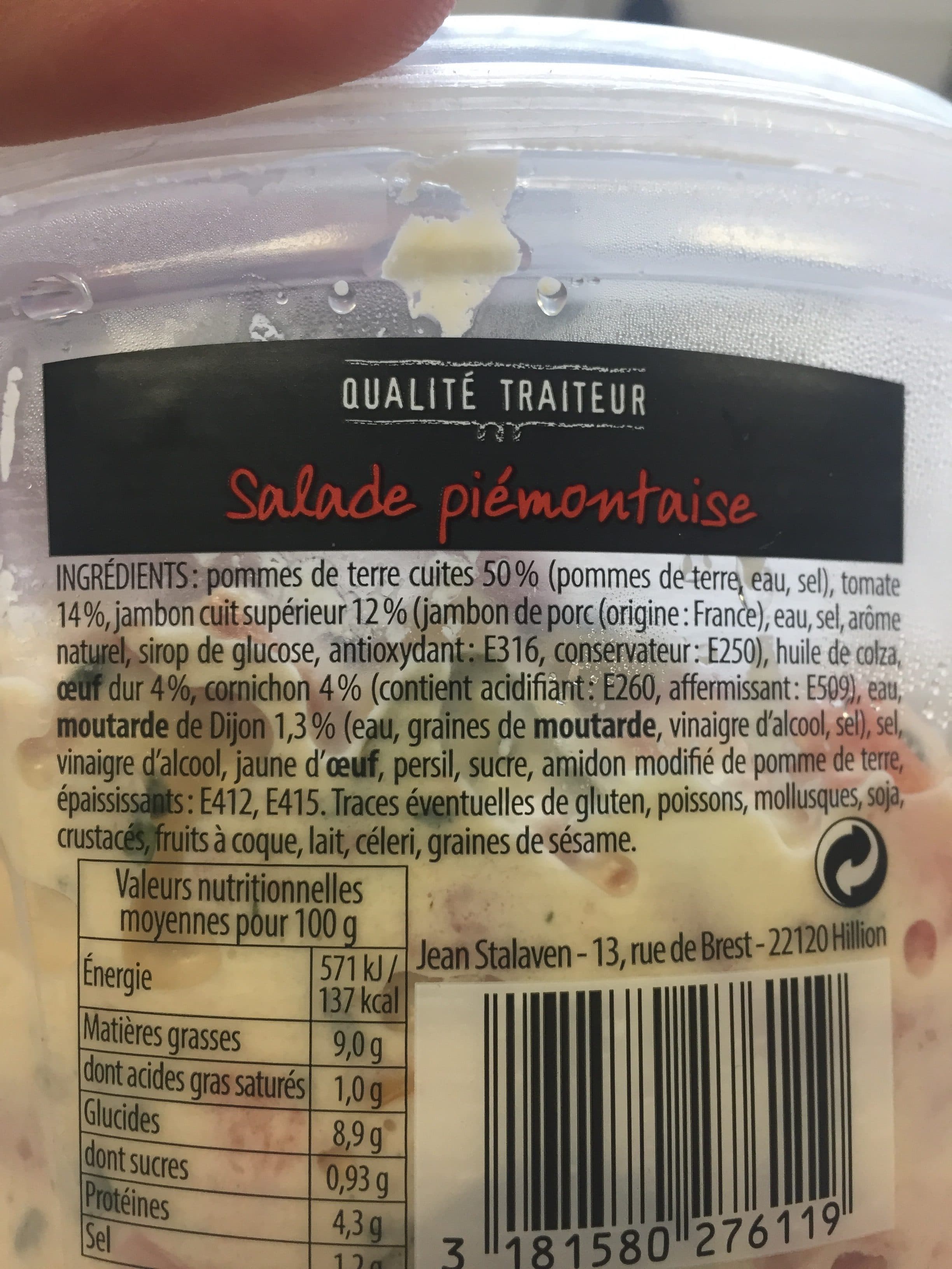 Qualité Traiteur Salade piémontaise au jambon packshot