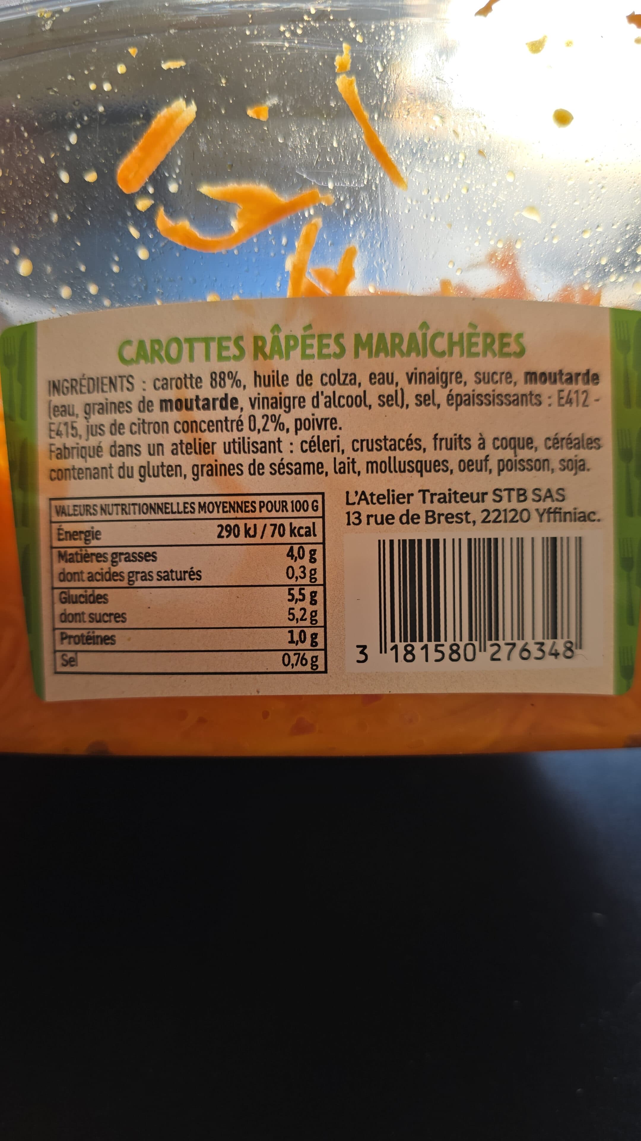 Qualité Traiteur Carottes râpées maraîchères packshot