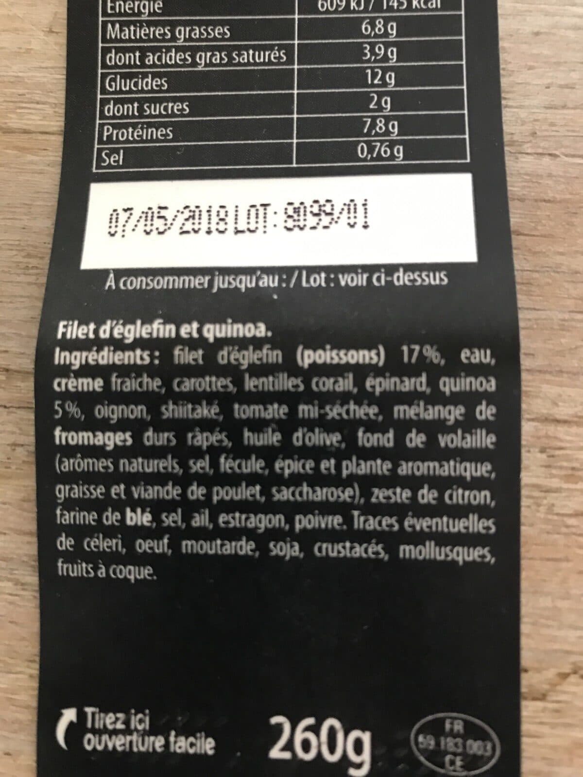 Open Food Facts Filet d'églefin et son quinoa façon risotto packshot