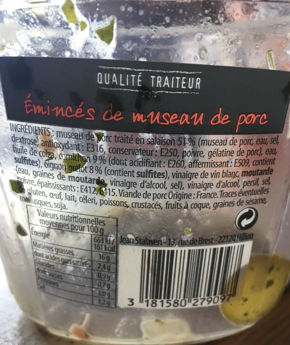 Jean Stalaven Eminces de museau de porc packshot