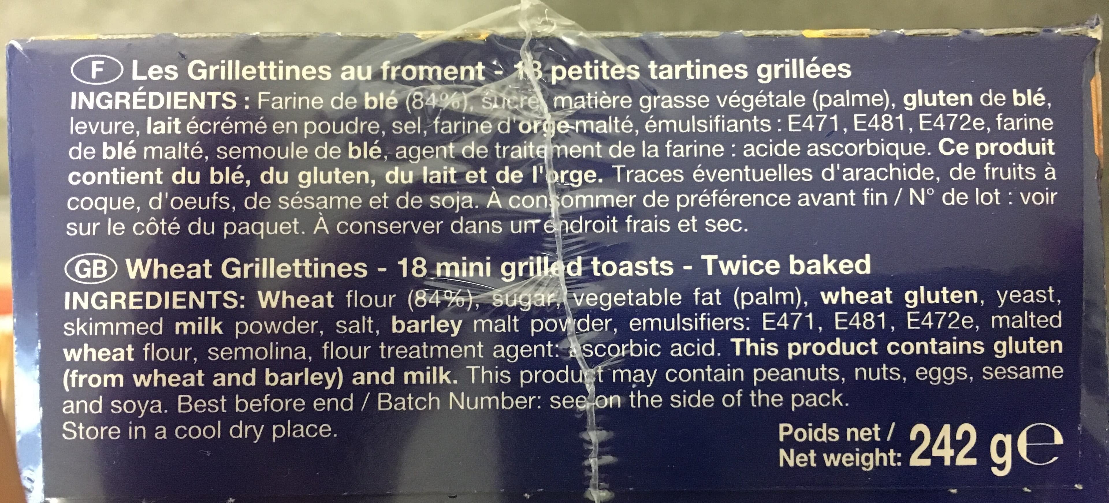 Pasquier Pasquier grilletine froment packshot