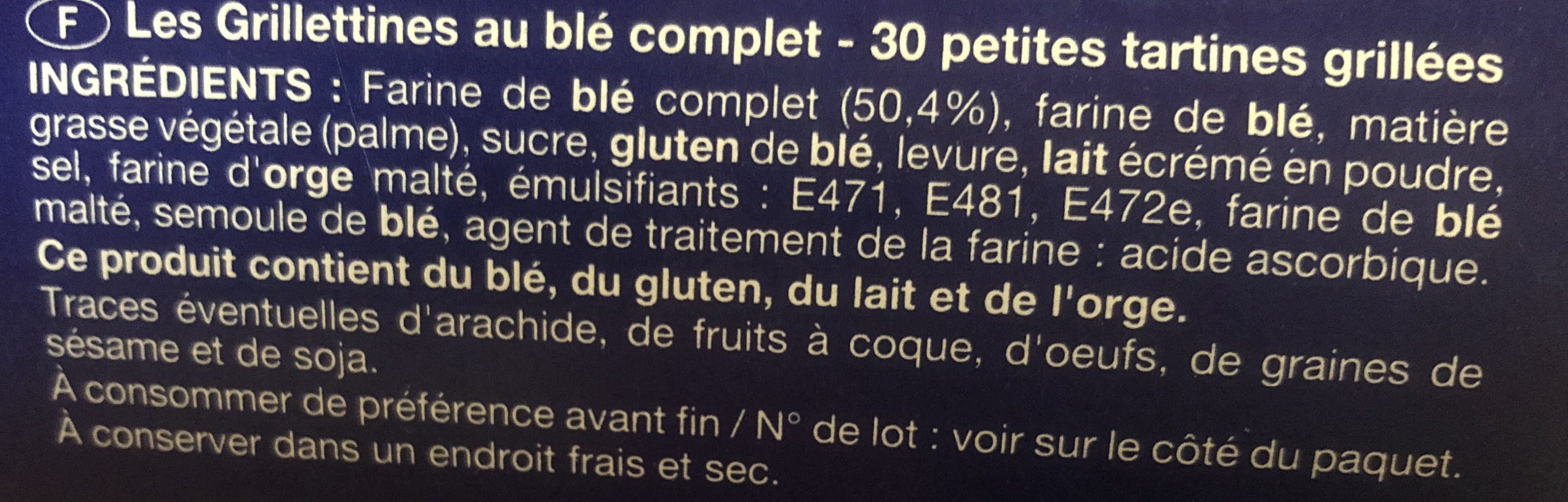 Pasquier Les grillettines blé complet packshot