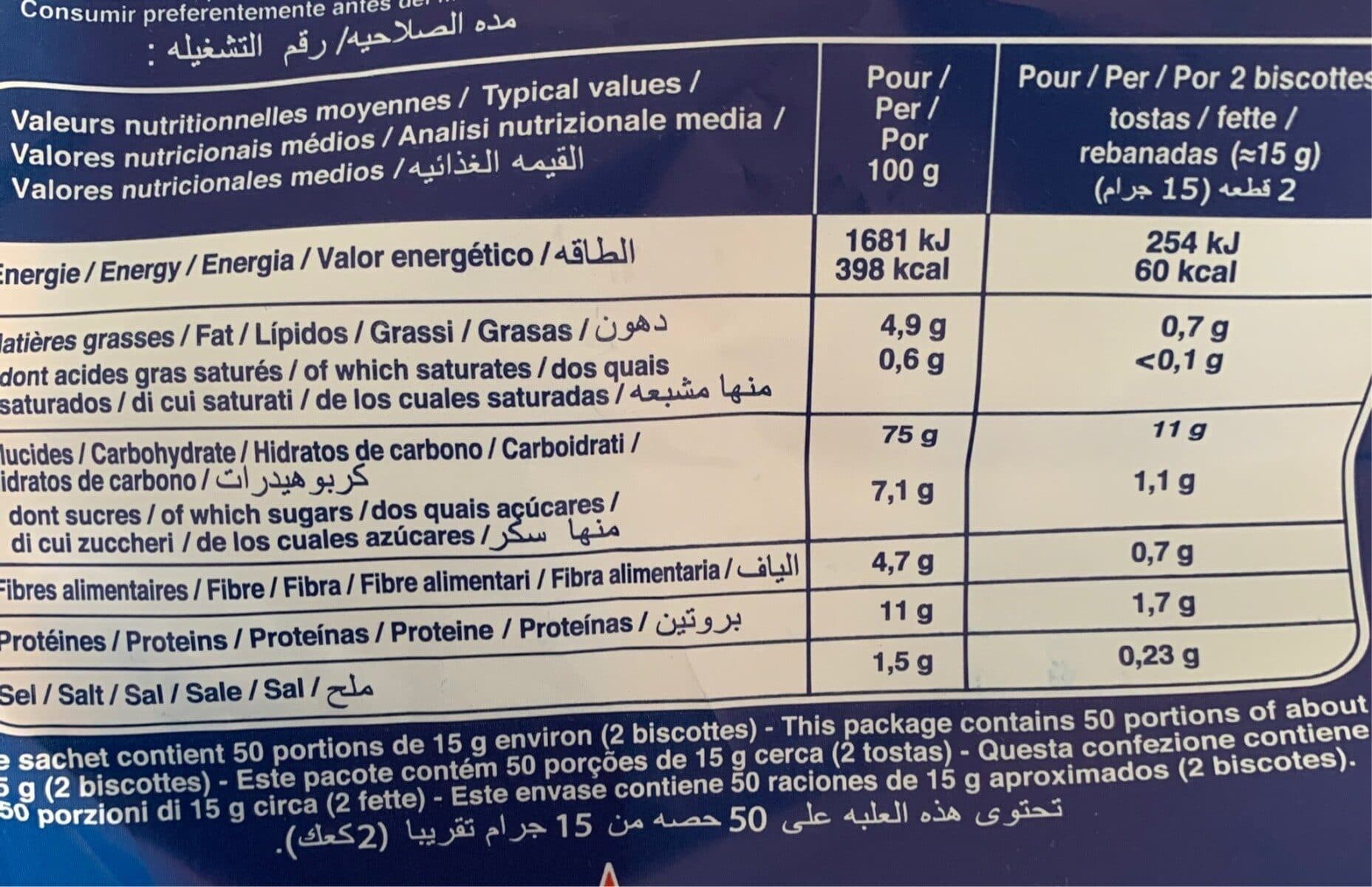 Pasquier Biscottes Au Froment packshot