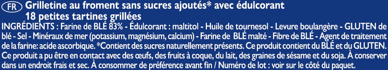 brioche pasquier Grilletine au froment sans sucres ajoutés packshot