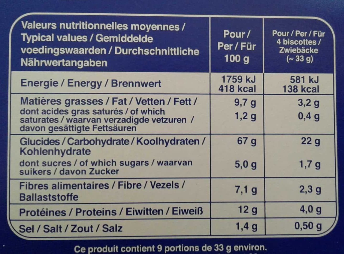 Brioche Pasquier Biscottes céréales bio packshot