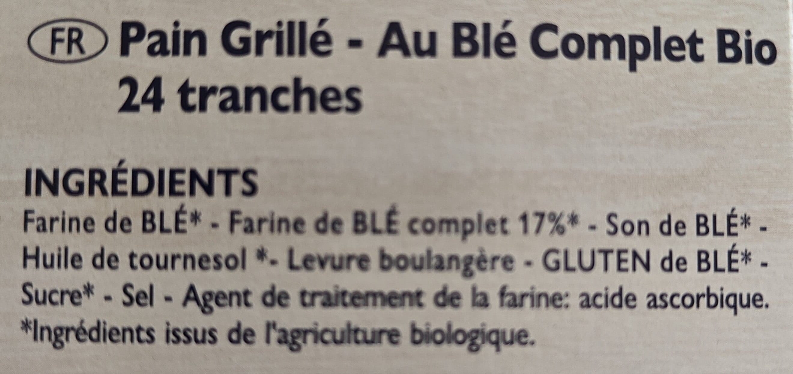 Pasquier Tartines de pain - blé complet - Bio packshot
