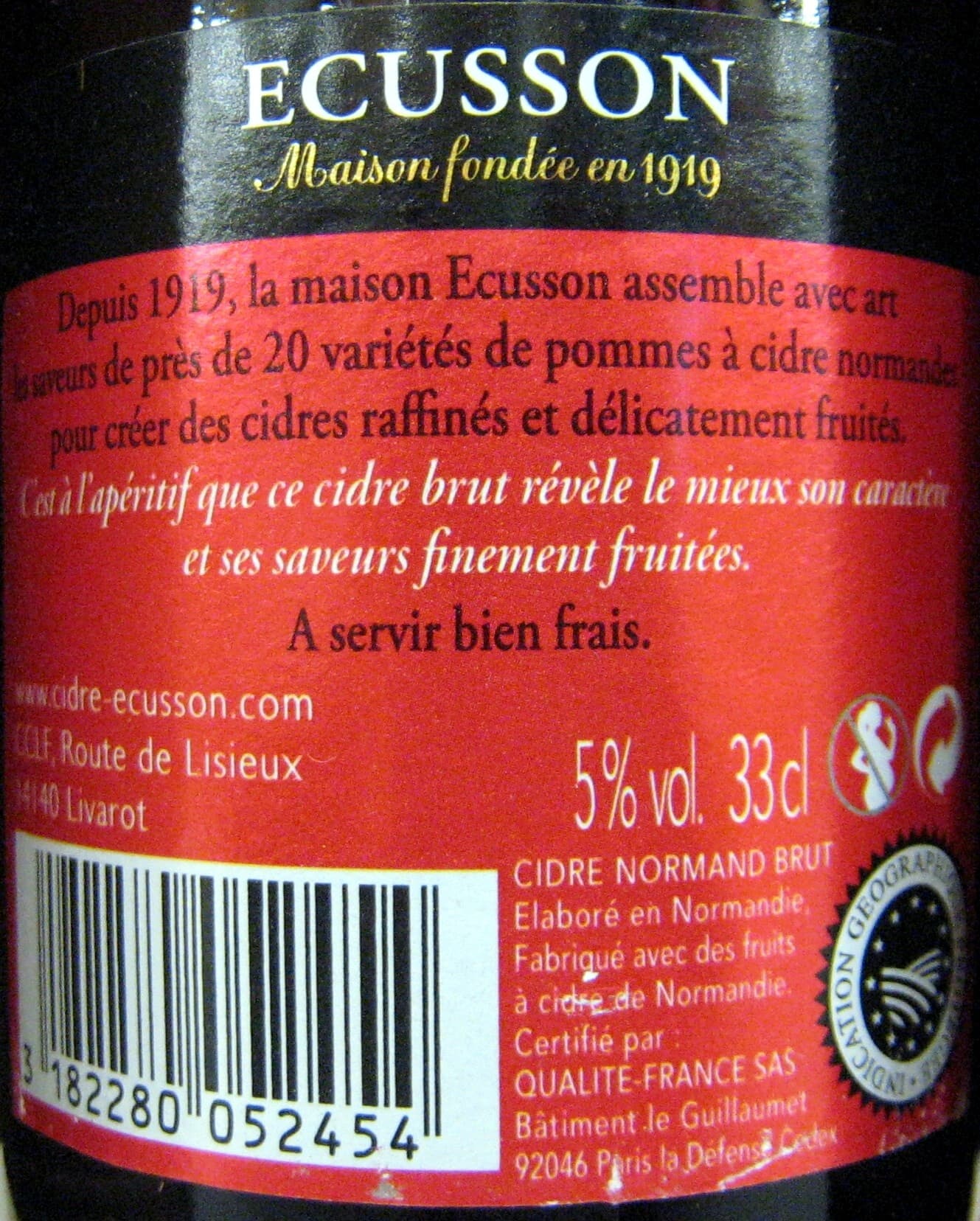 Ecusson Cidre Brut Ecusson 33 cl packshot