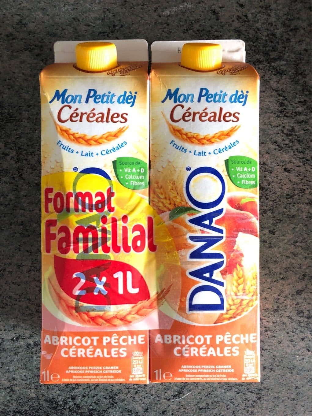 Danone Boisson abricot pêche céréales Danao packshot