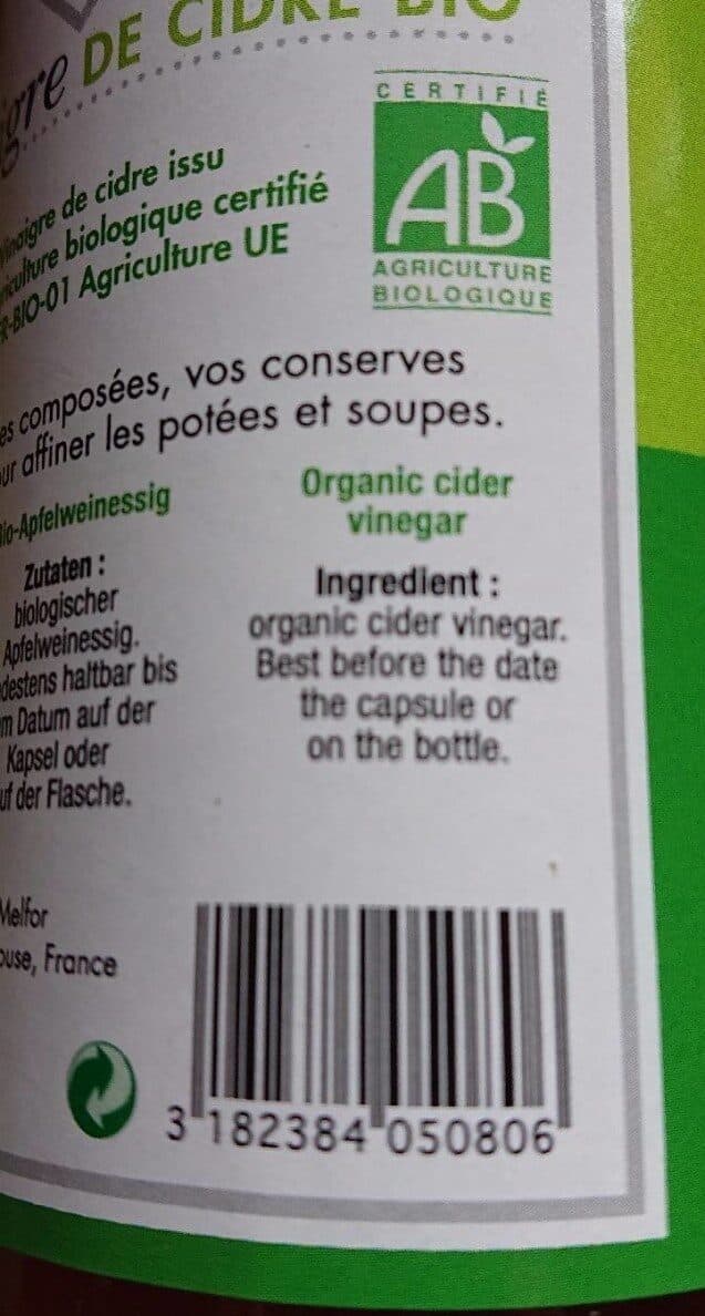 Aromel gourmet Vinaigre cidre biologique aromel gourmet 50 packshot