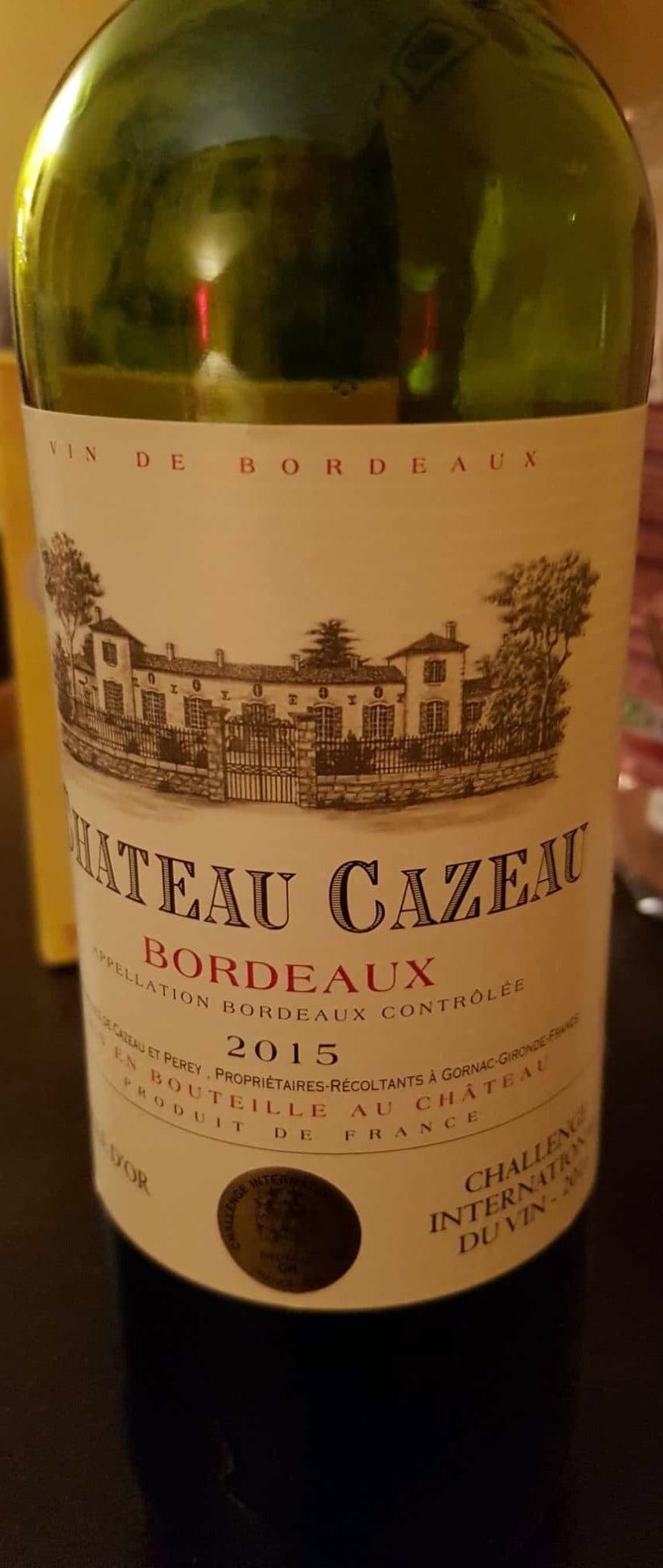 Château Cazeau Bordeaux 2015 packshot