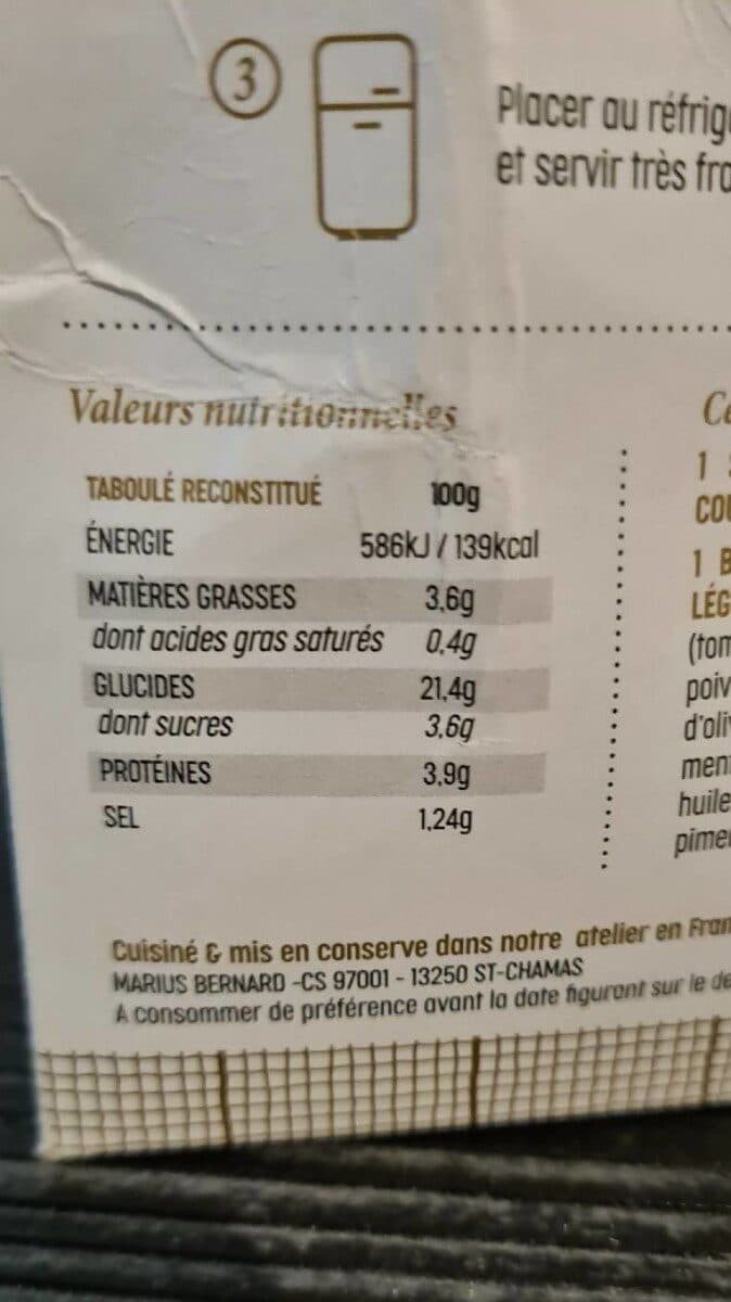 Marius bernard Taboulé à l'huile d'olive packshot