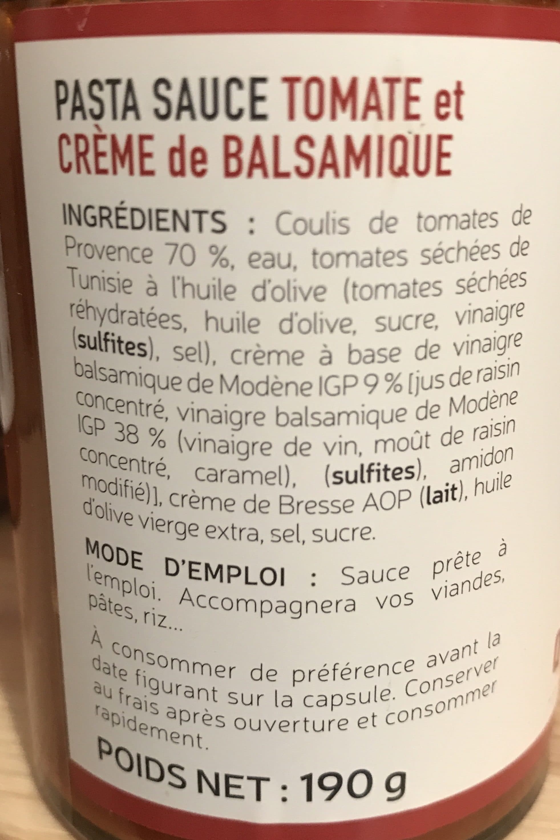Marius Bernard Tomatensaus Pce & Balsamico Creme 190G packshot
