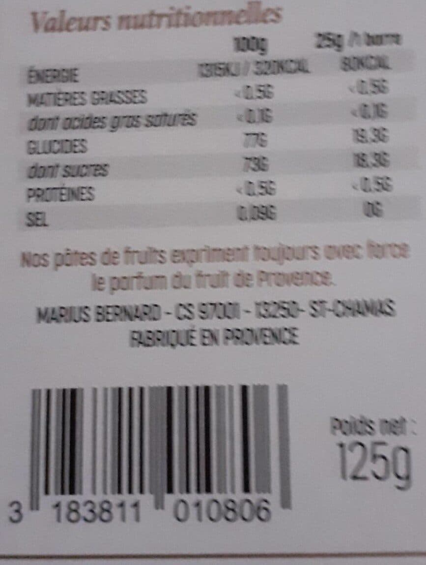 Marius Bernard Pâte de fruits poire/abricot/pomme de Provence packshot
