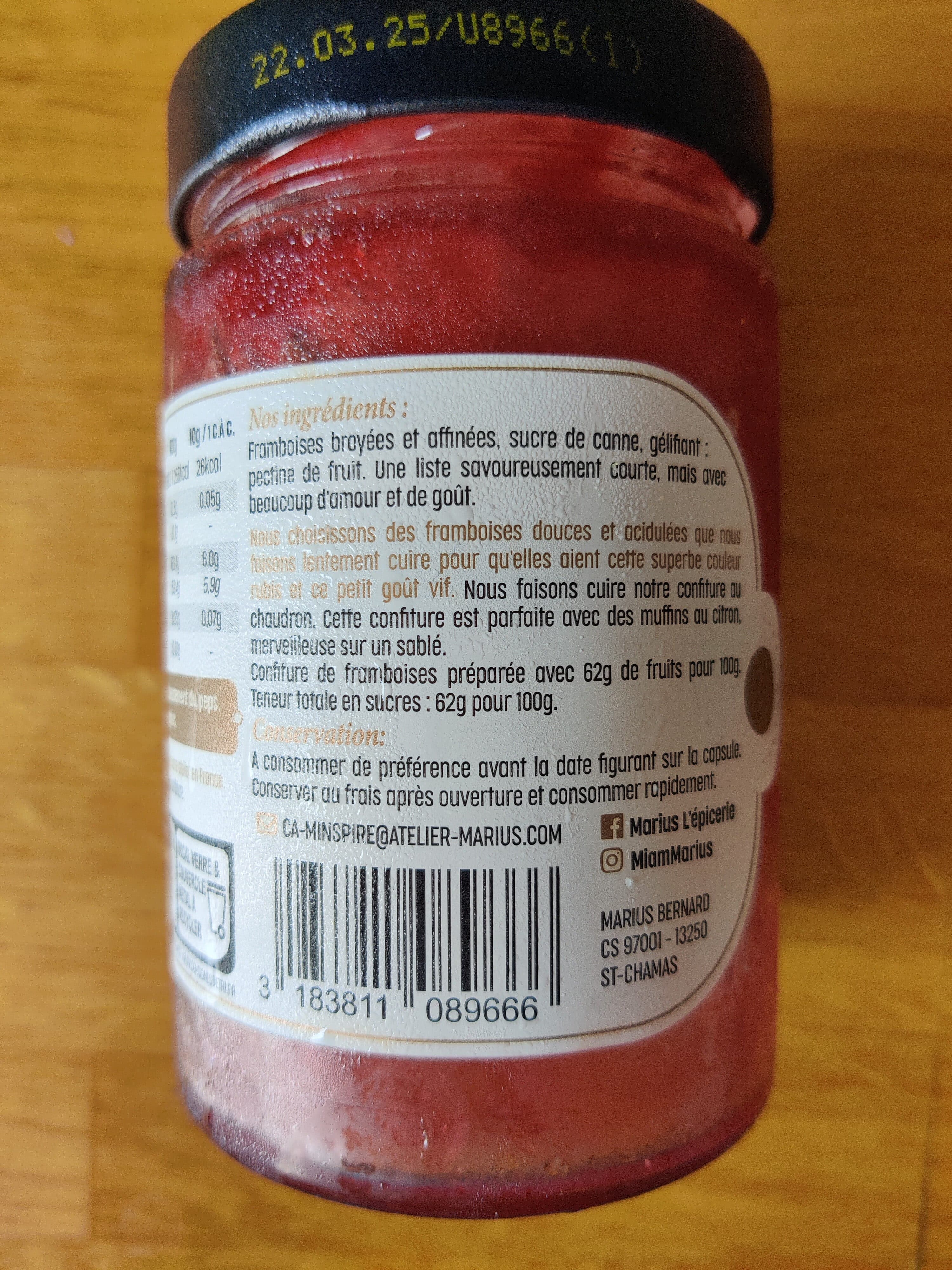 Marius Confiture extra framboise épépinée packshot