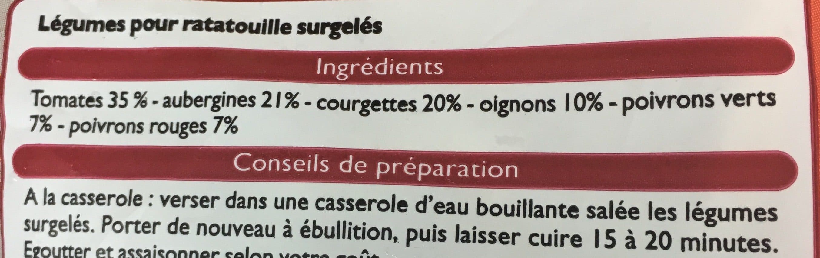 Leader Price Légumes pour ratatouille packshot