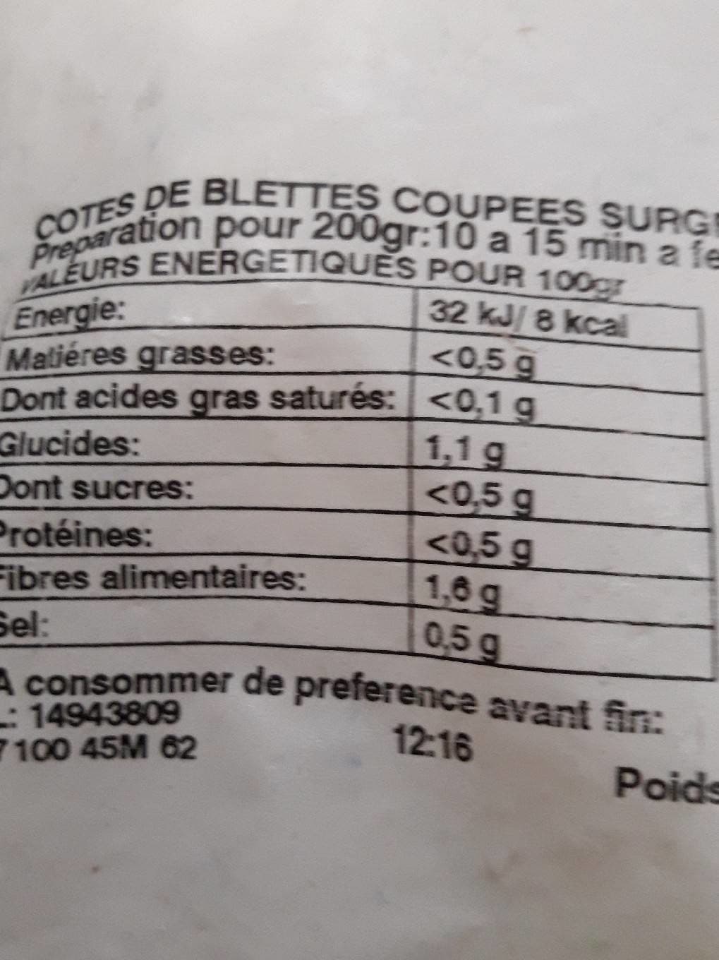 Gelagri Côtes de blettes packshot