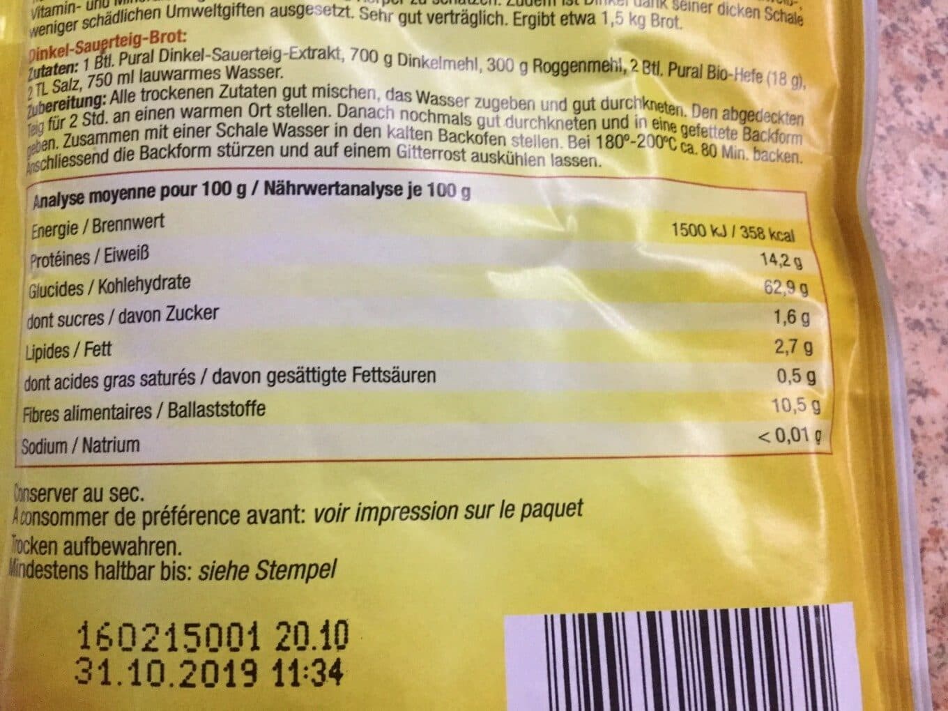 Pural Levain D'épeautre Bio ? ? Pural packshot