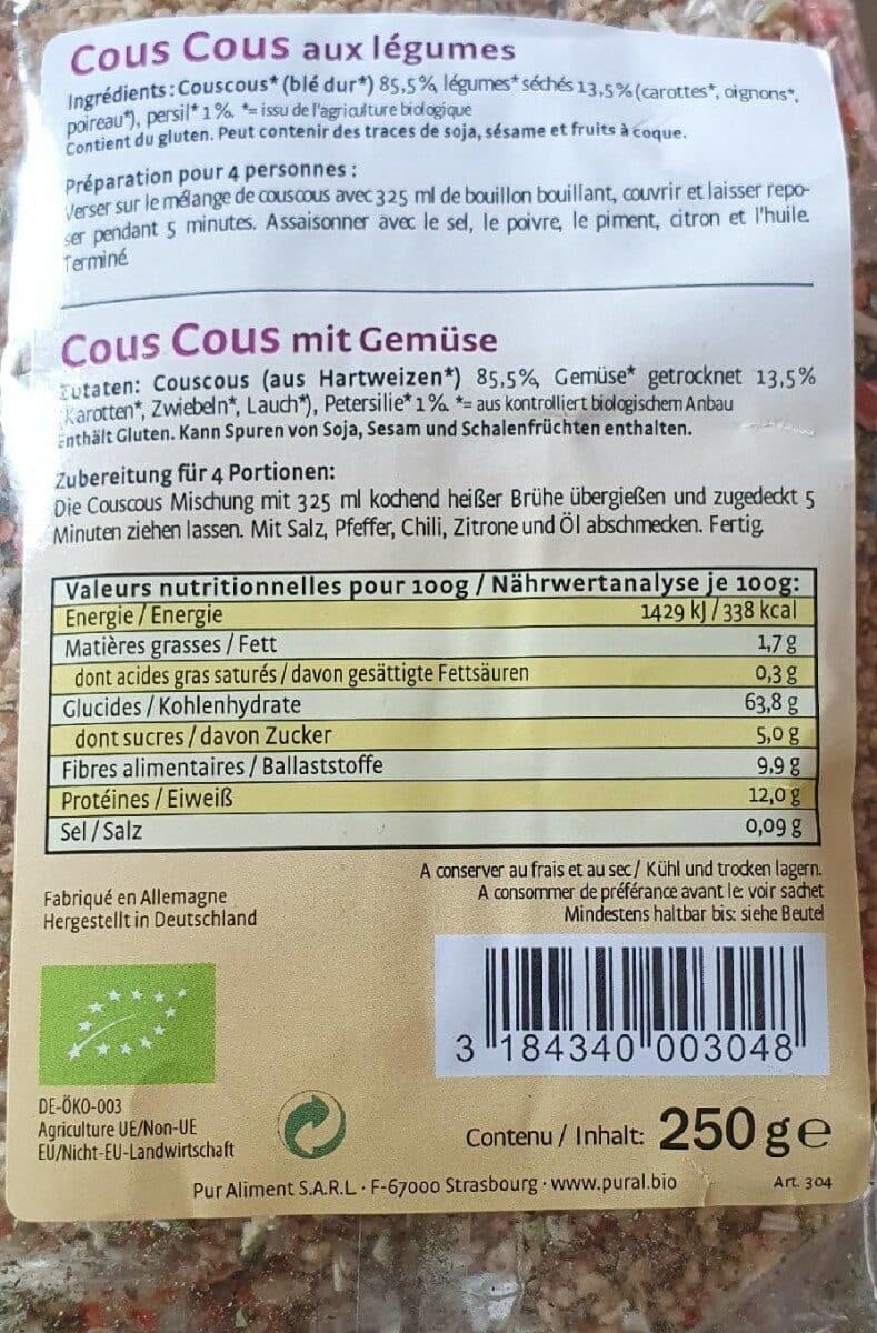 Pural COUSCOUS AUX LEGUMES packshot