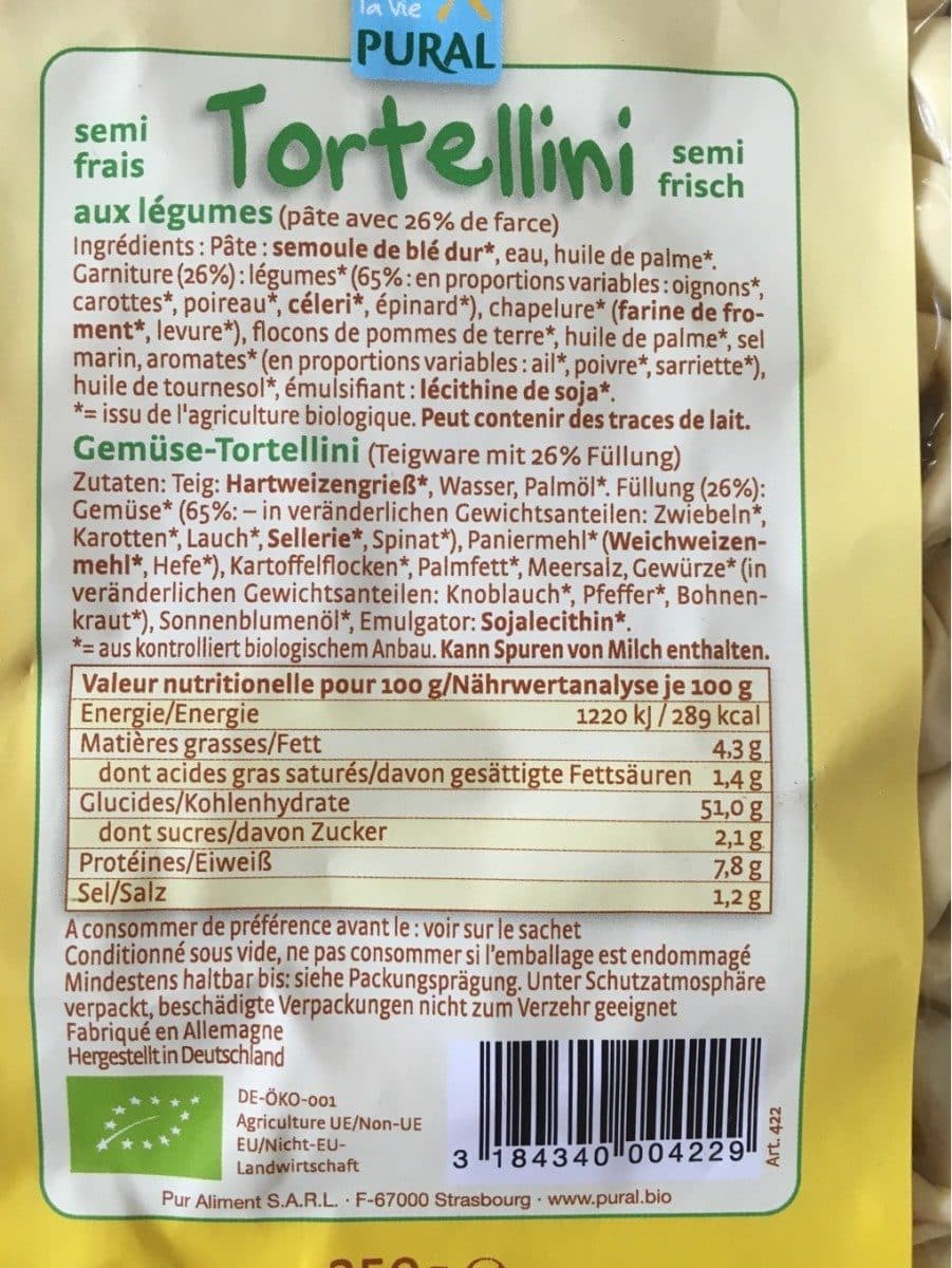 Pural Tortellini Légumes packshot