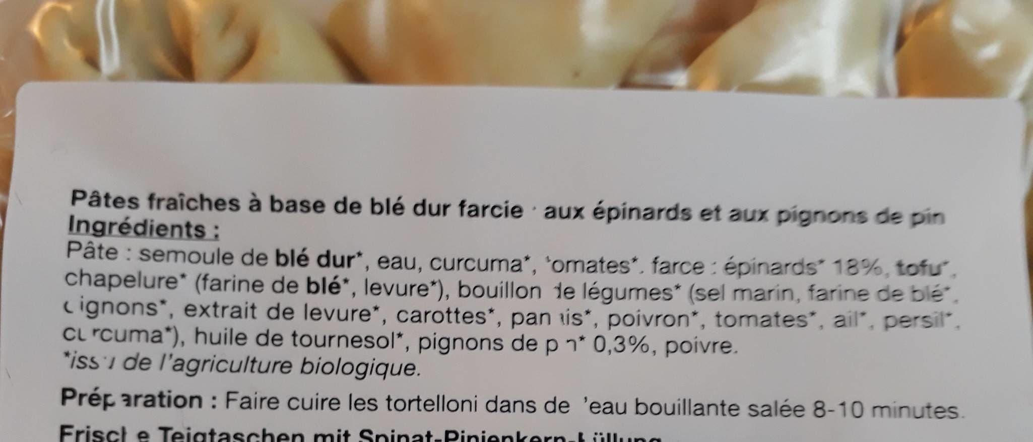 Pural Tortelloni épinards pignons de pin packshot