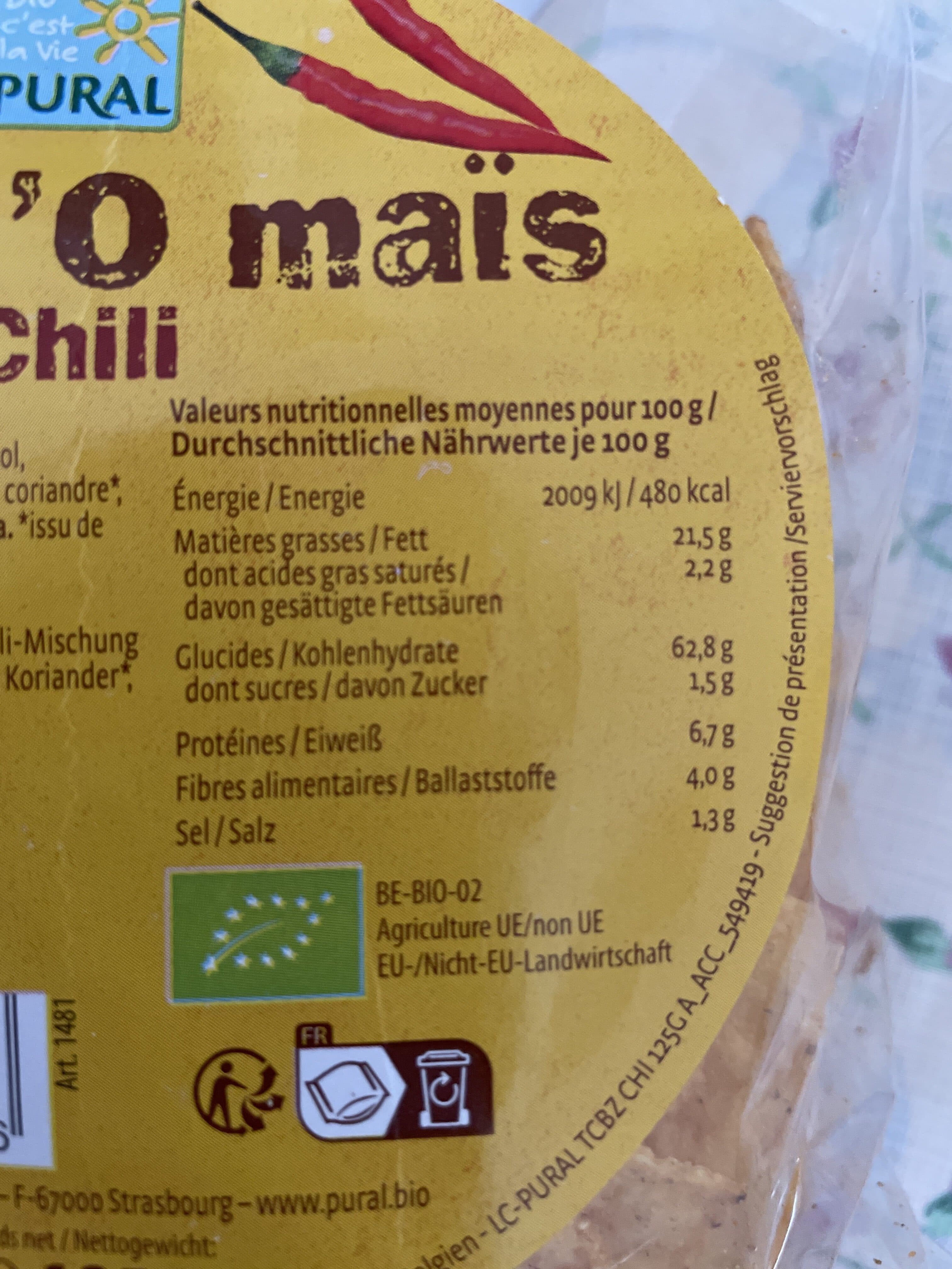 Pural CHIPS’O maïs Chili packshot