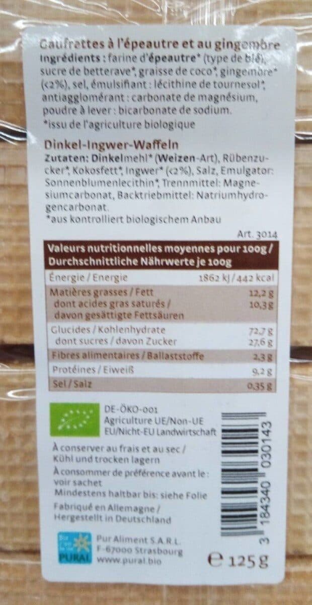 Pural Gaufrettes à L'épeautre & Au Gingembre BIO ? ? Pural packshot