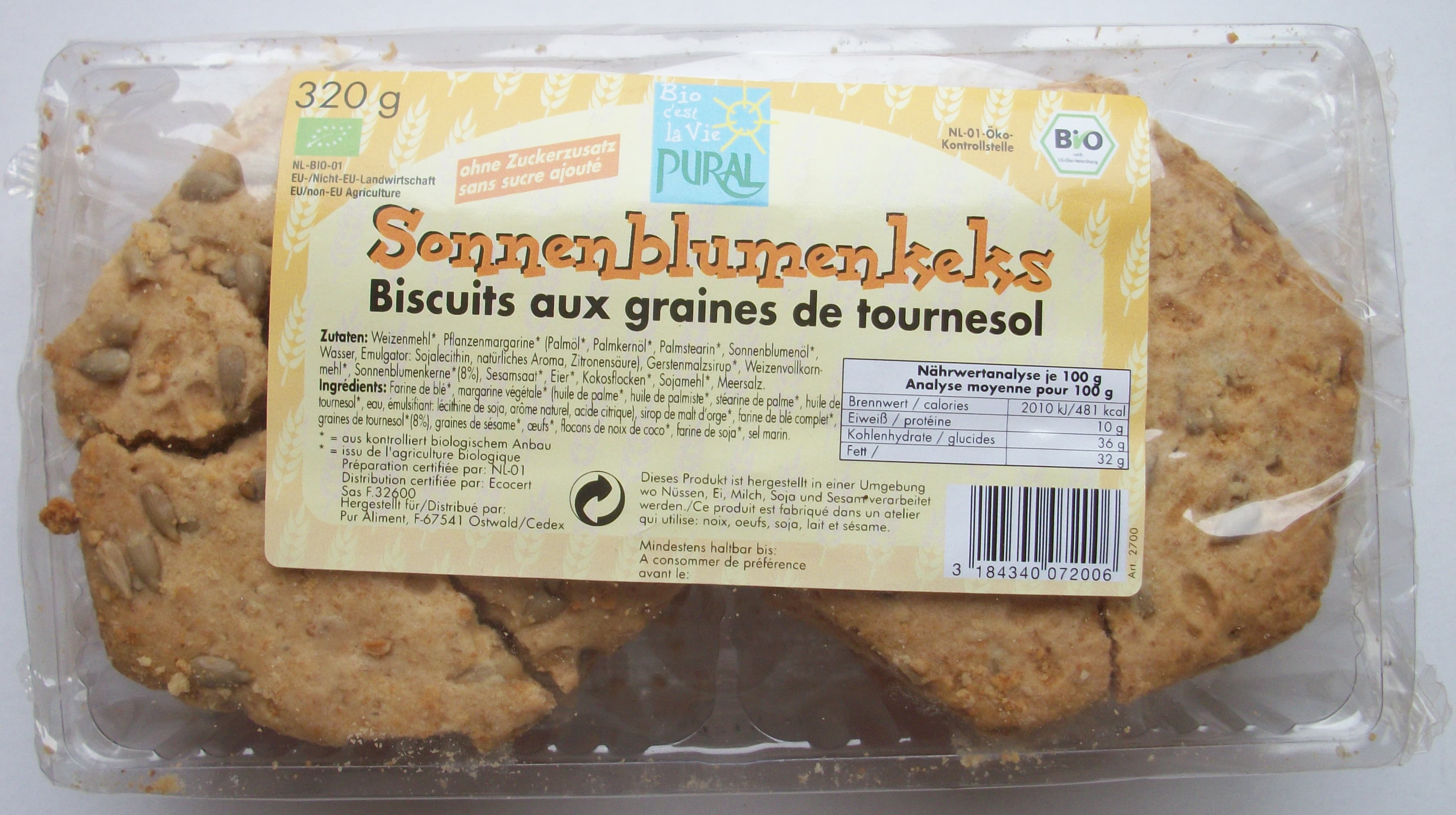 Pural Biscuits aux graines de tournesol packshot