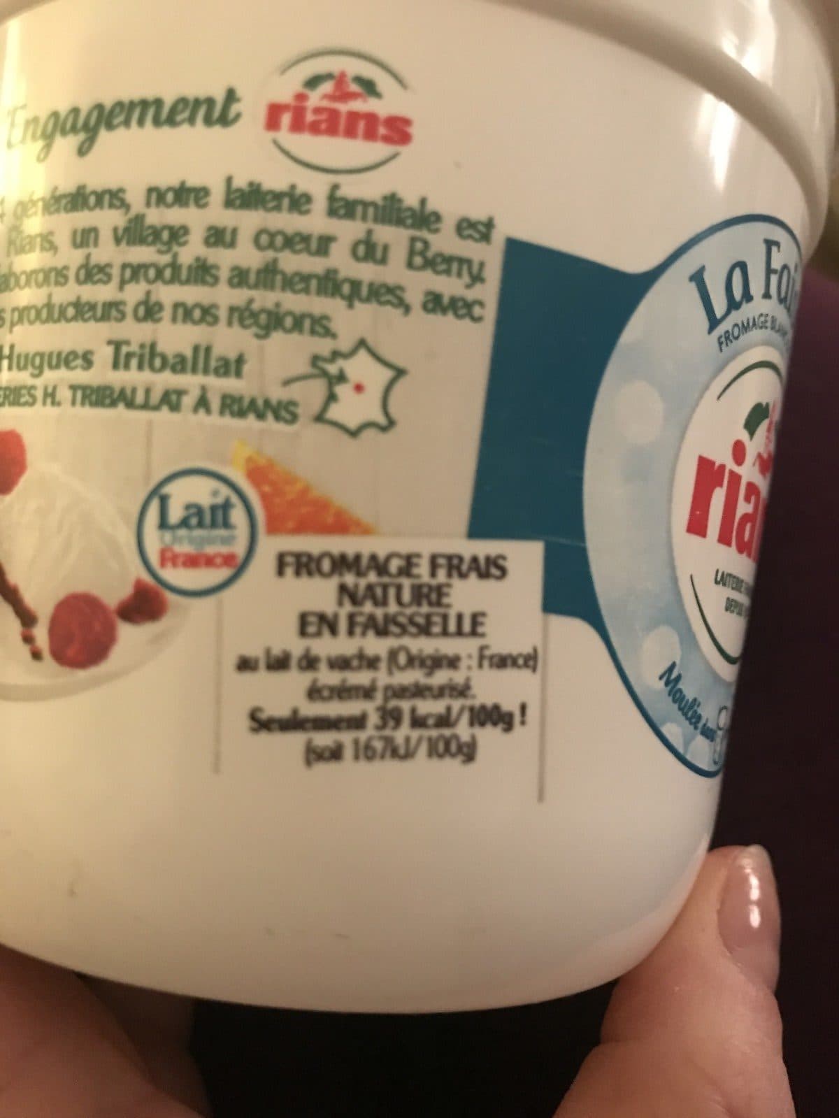 Rians La Faisselle 0% fromage blanc de campagne packshot